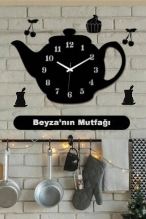 Ensa Design Demlik Tasarımlı Dekoratif Ahşap Mutfak Duvar Saati Kişiye Özel B...