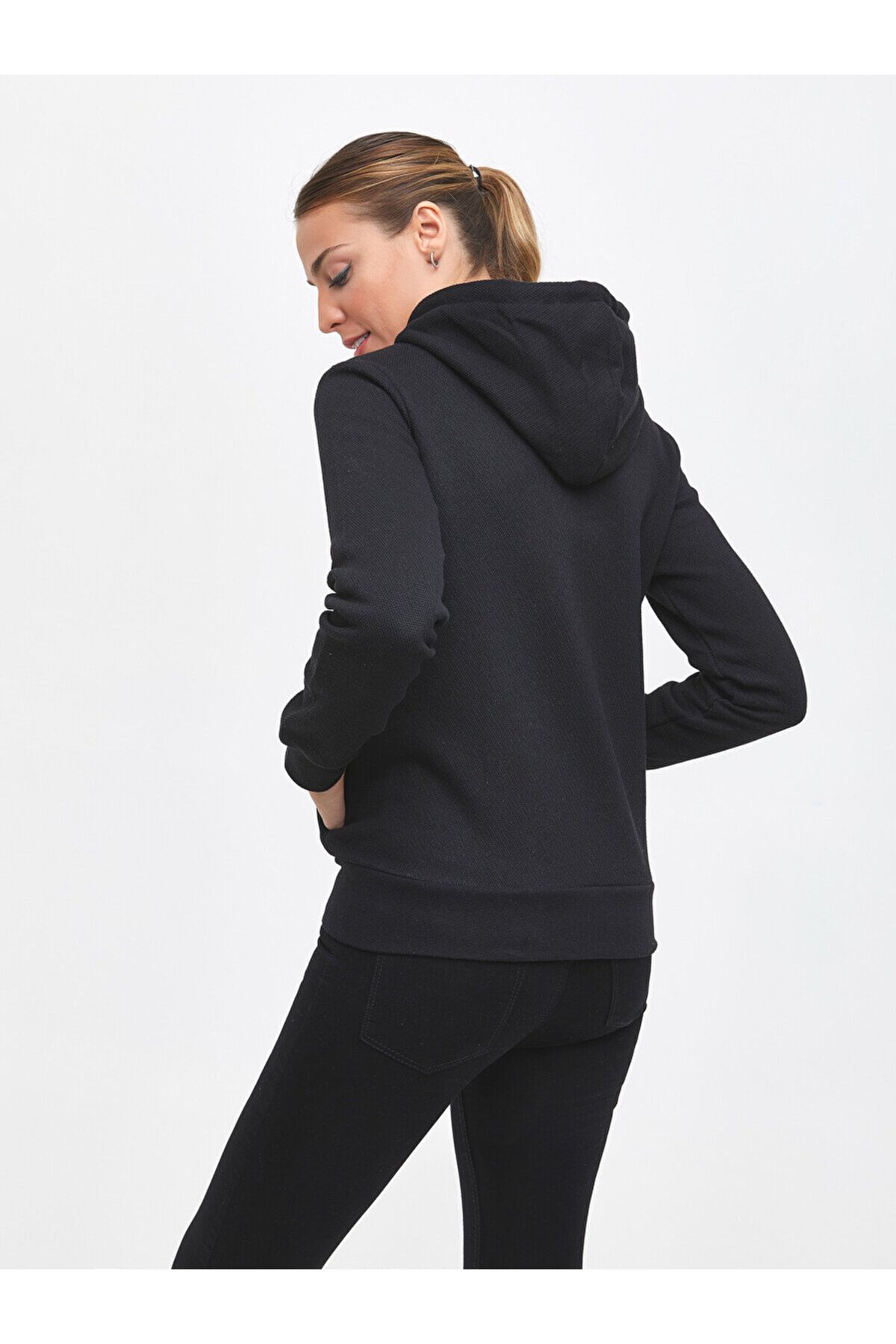 Ltb-NOMEHI Women's Hooded Black Cardigan 5