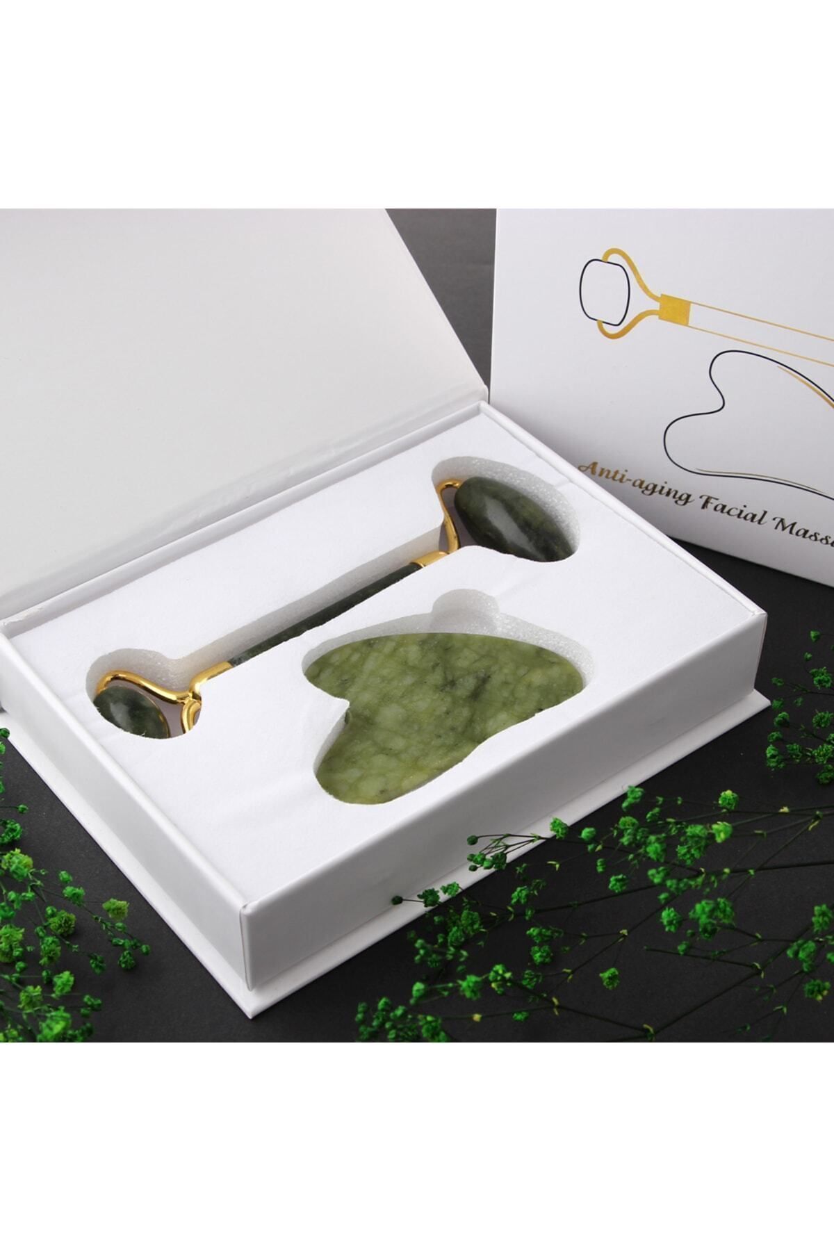 ست ماساژ غلتکی و ماساژ قلب Gua Sha درجه 1 (تأیید شده) OSMANLI DOĞAL TAŞ