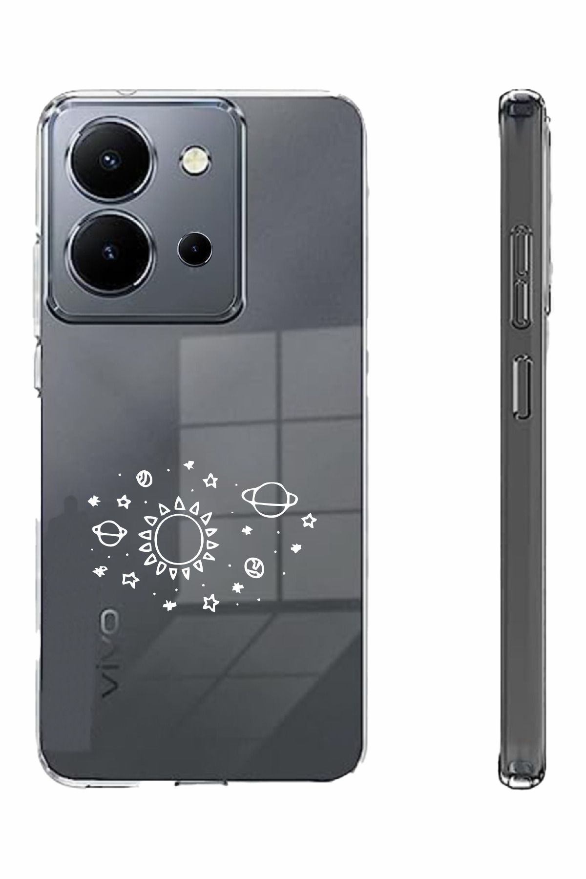vivo Y36 Kamera Korumalı ve Tasarımlı Şeffaf Renk Silikon Kılıf