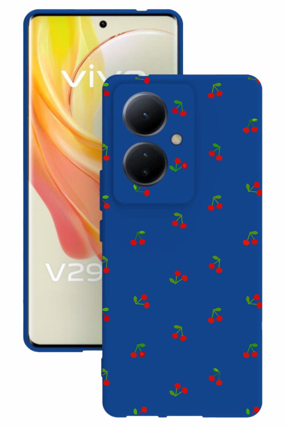 vivo V29 Lite 5g Uyumlu Baskılı Ve Kamera Korumalı Mavi Renk Silikon Kılıf