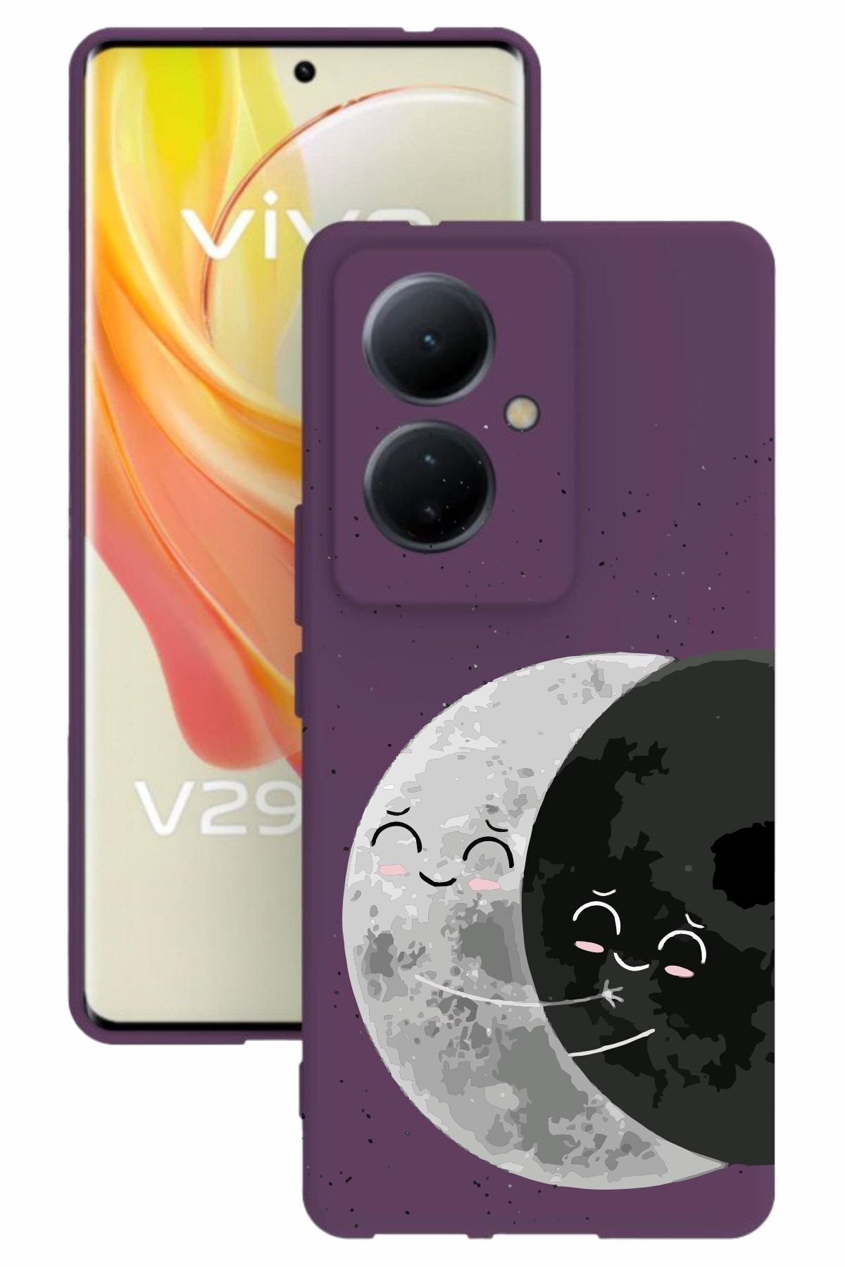 vivo V29 Lite 5g Uyumlu Baskılı Ve Kamera Korumalı Mor Renk Silikon Kılıf