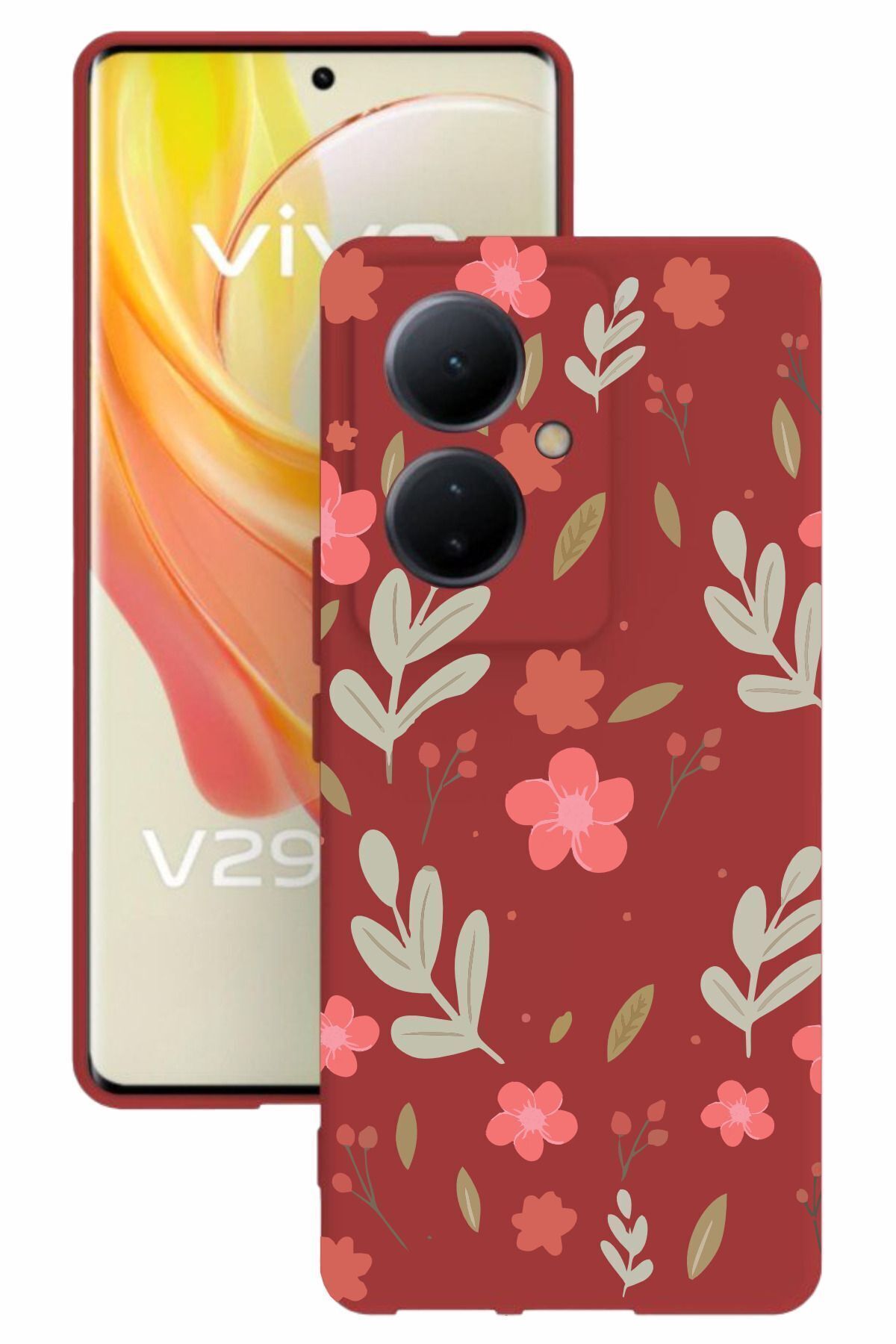 vivo V29 Lite 5g Uyumlu Baskılı Ve Kamera Korumalı Kırmızı Renk Silikon Kılıf