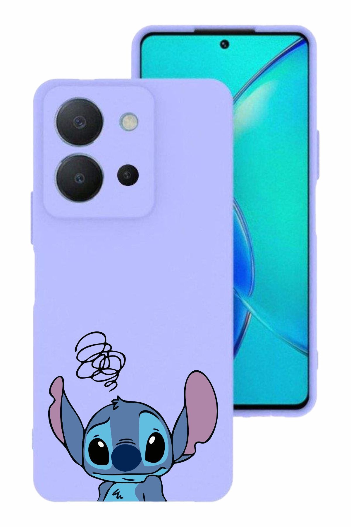 vivo Y36 Kamera Korumalı ve Tasarımlı Lila Renk Silikon Kılıf