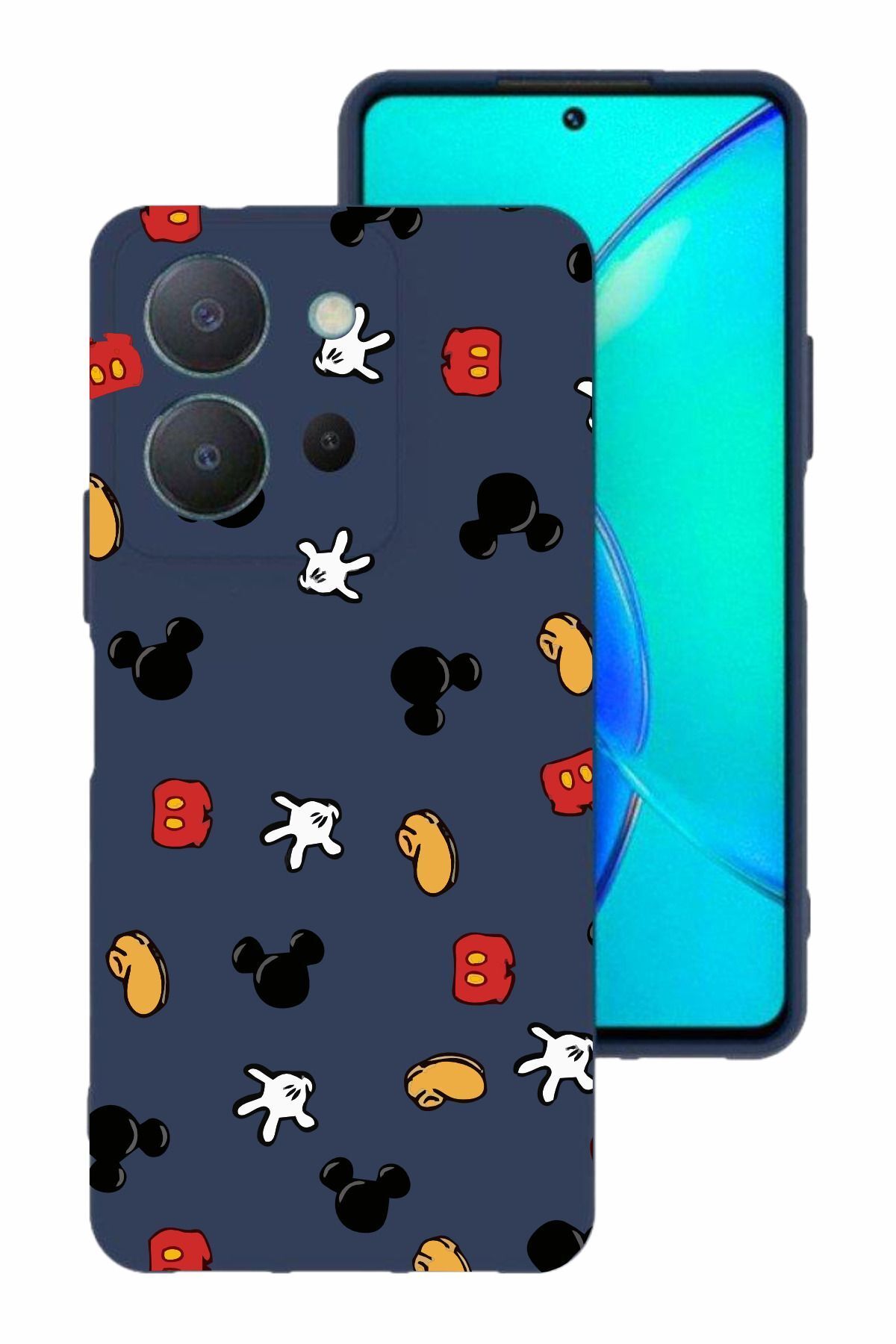 vivo Y36 Kamera Korumalı ve Tasarımlı Lacivert Renk Silikon Kılıf