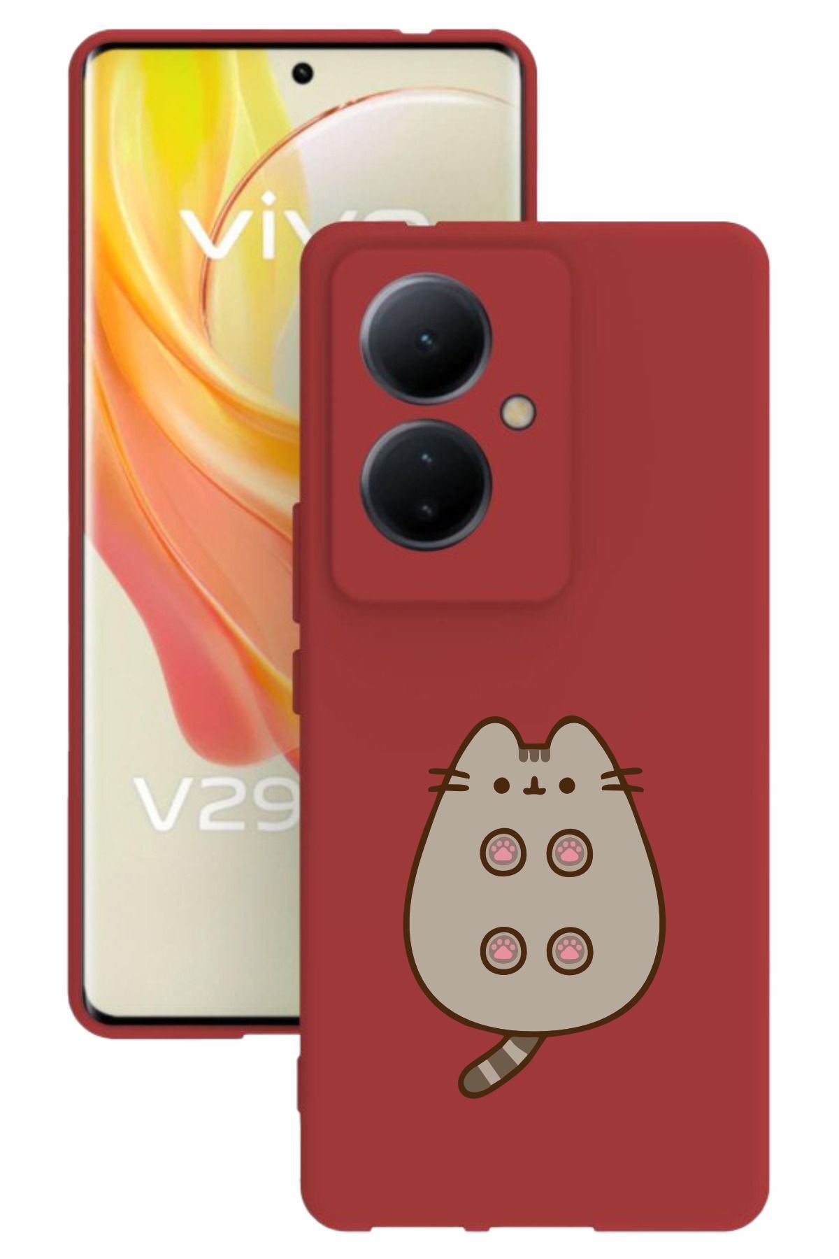 vivo V29 Lite 5g Uyumlu Baskılı Ve Kamera Korumalı Kırmızı Renk Silikon Kılıf