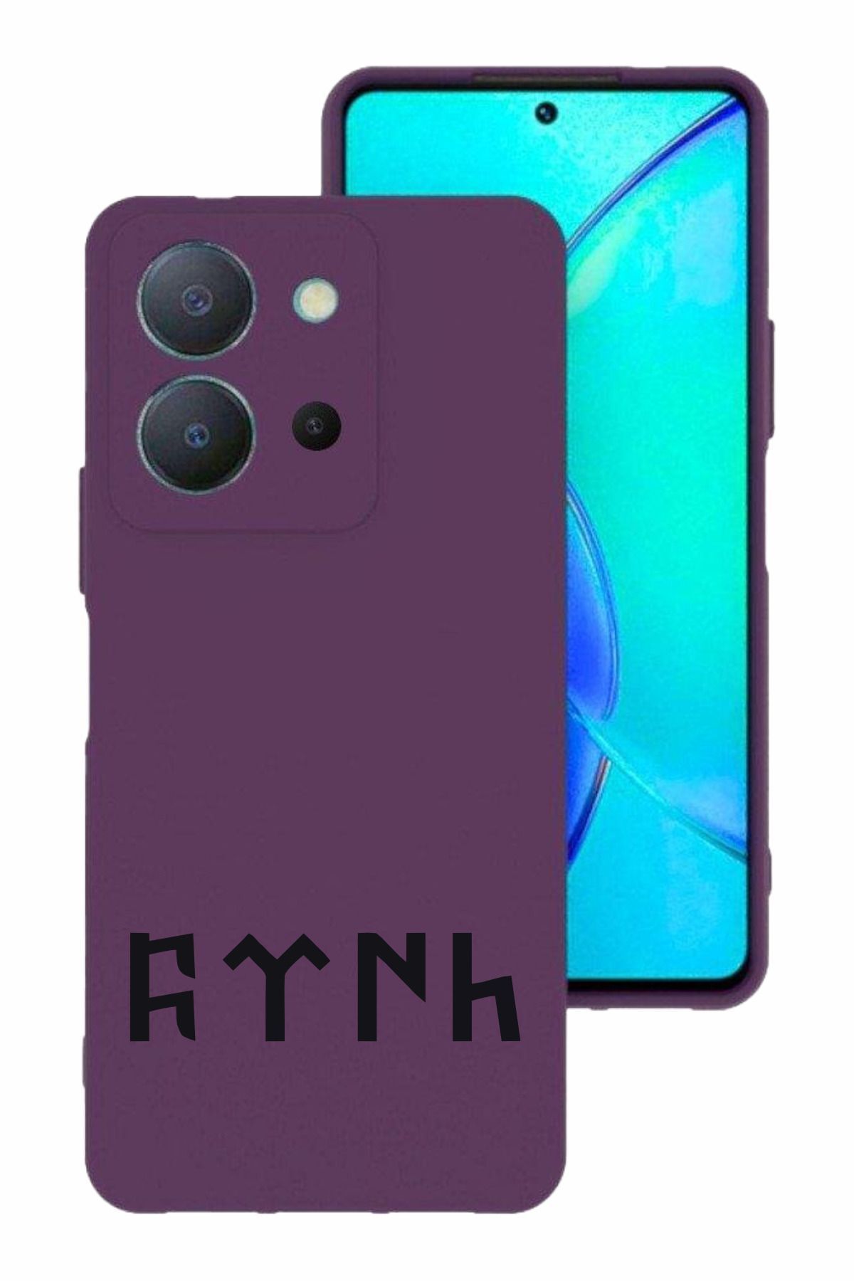vivo Y36 Kamera Korumalı ve Tasarımlı Mor Renk Silikon Kılıf