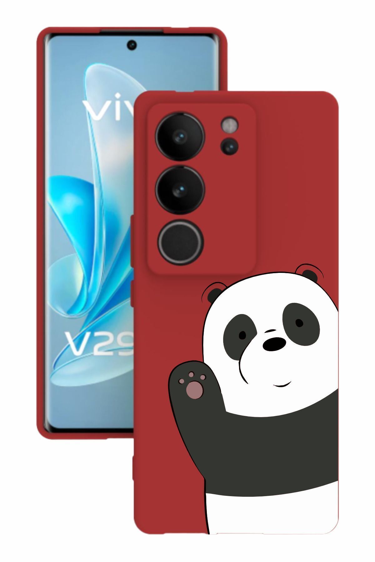 vivo V29 Uyumlu Baskılı Ve Kamera Korumalı Kırmızı Renk Silikon Kılıf