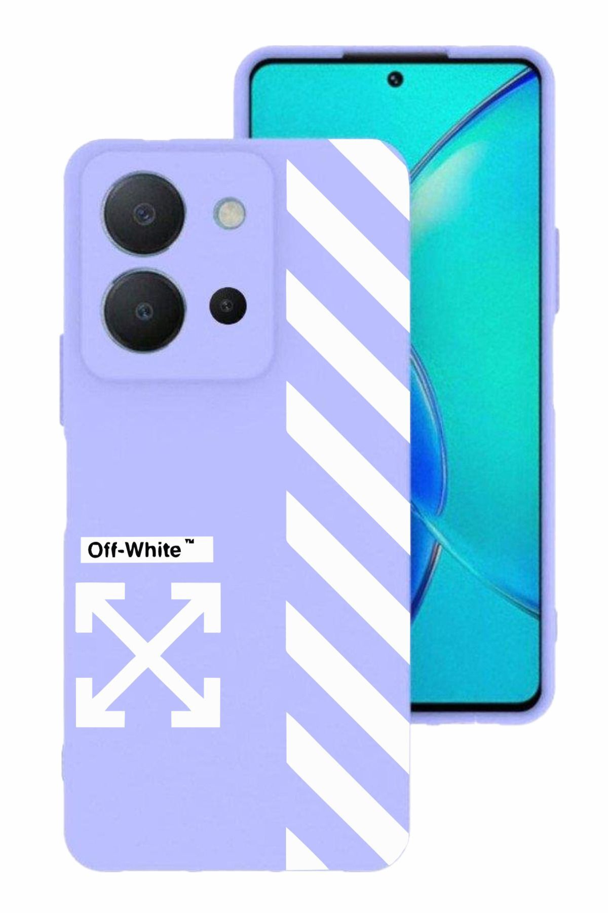 vivo Y36 Kamera Korumalı ve Tasarımlı Lila Renk Silikon Kılıf