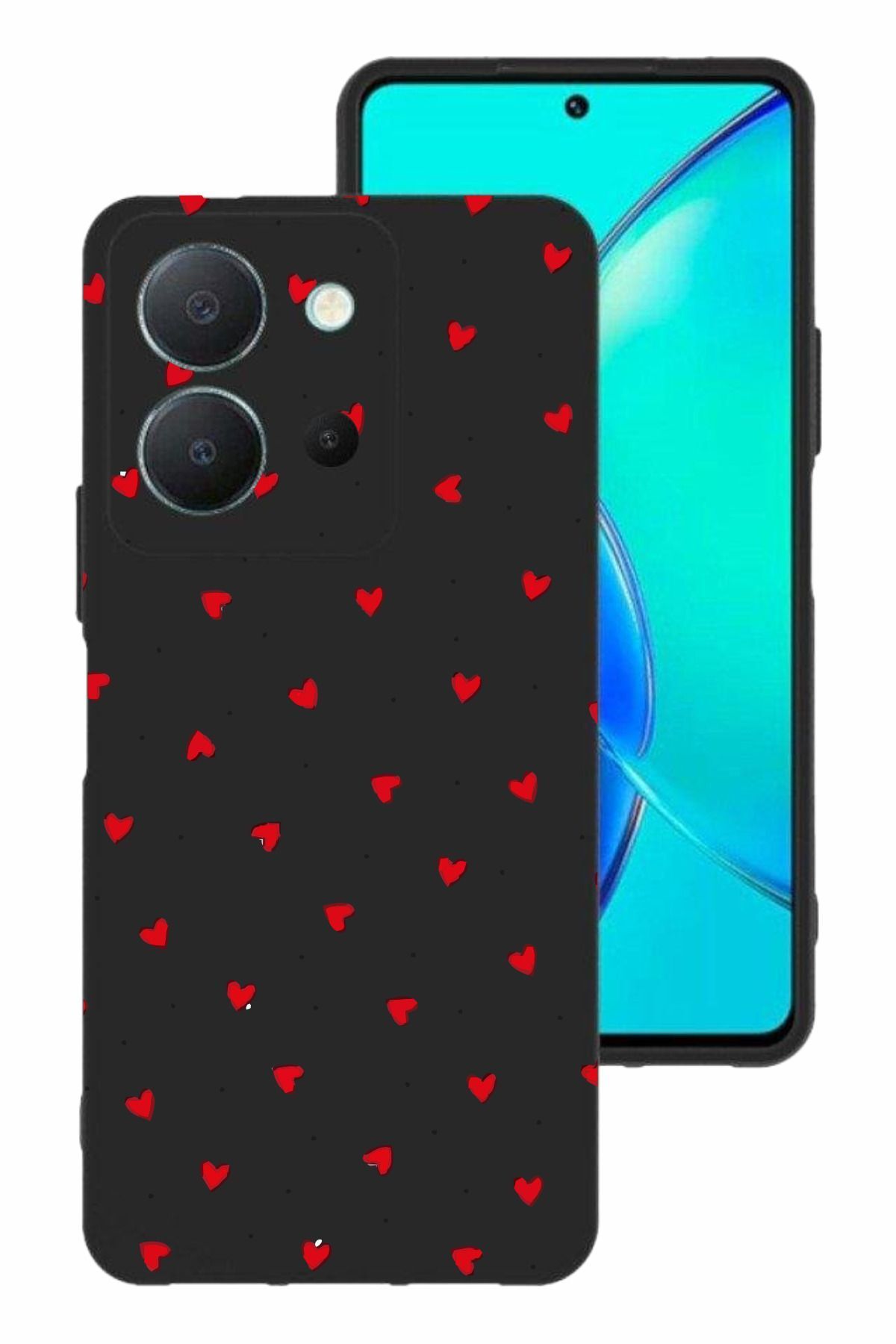 vivo Y36 Kamera Korumalı Ve Tasarımlı Siyah Renk Silikon Kılıf