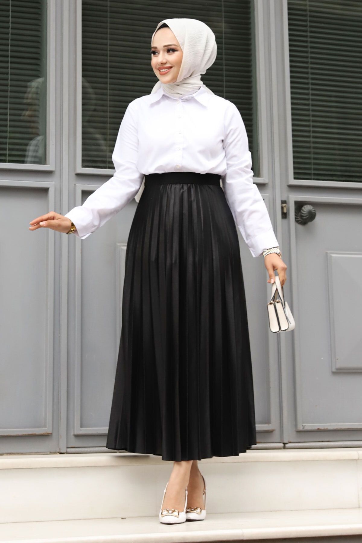 jupe plissée à taille élastiquée tsd240503 noir