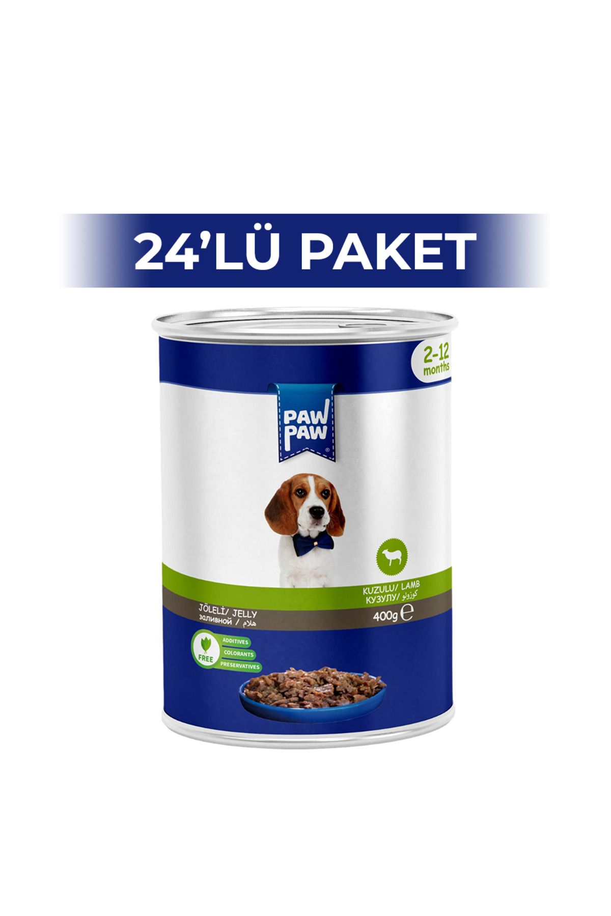 Pawpaw Jelly Kuzulu Yavru Köpek Konserve Maması 400 gr 24 Adet