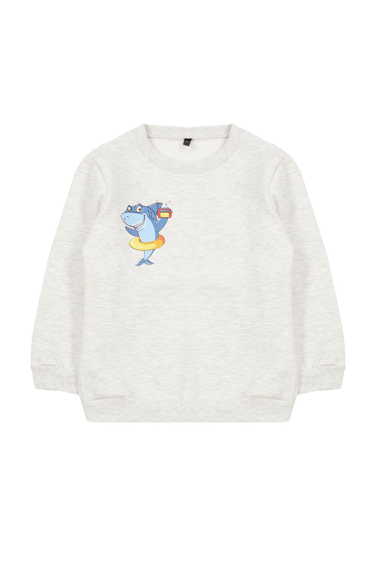 TRENDYOLKIDS-Βαμβακερό φούτερ με στάμπα σε γκρι λαιμόκοψη για αγόρια - TKDAW25SW00014 1