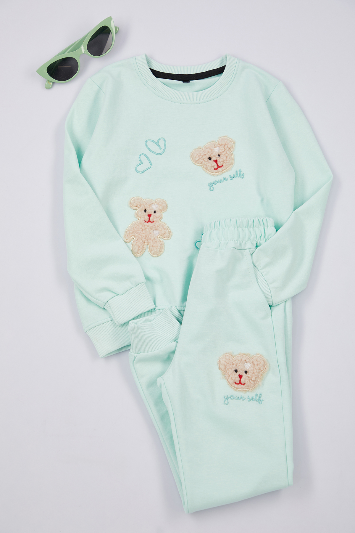 Kız Çocuk Ayıcık Desenli Alt Üst Pijama Takımı main image 0