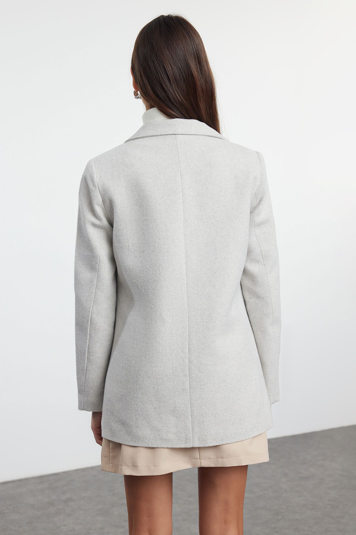 Trendyol Collection-Gray Buttoned Regular Fit Lined Woven Jacket - TWOAW22CE0622 5