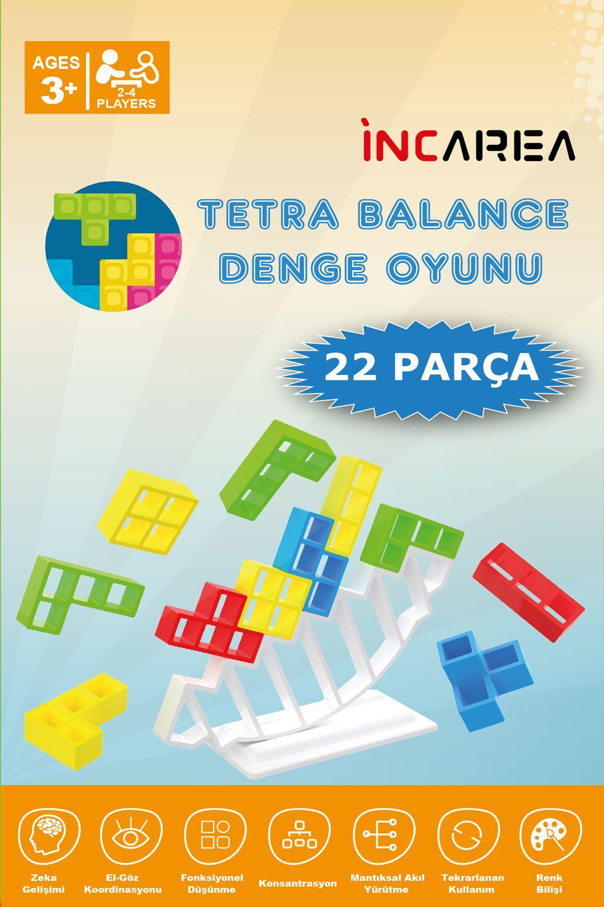 İNCAREA Tetra Balance / Tetra Kule Denge Oyuncağı Eğitici Kutu Oyuncak Tetris Kule Tetra Tower fotoğrafı 2 (önizleme)