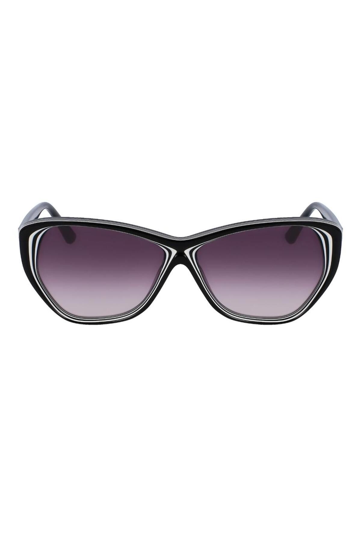 Karl Lagerfeld عینک آفتابی استخوانی سیاه چشم گربه ای زنانه Kl6103s 006 58