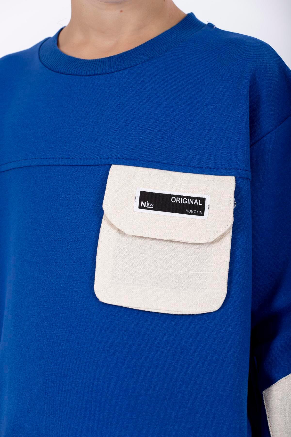 سویشرت پسرانه آبی سرمه ای zepkids | 1032923 اورجینال - تصویر 5