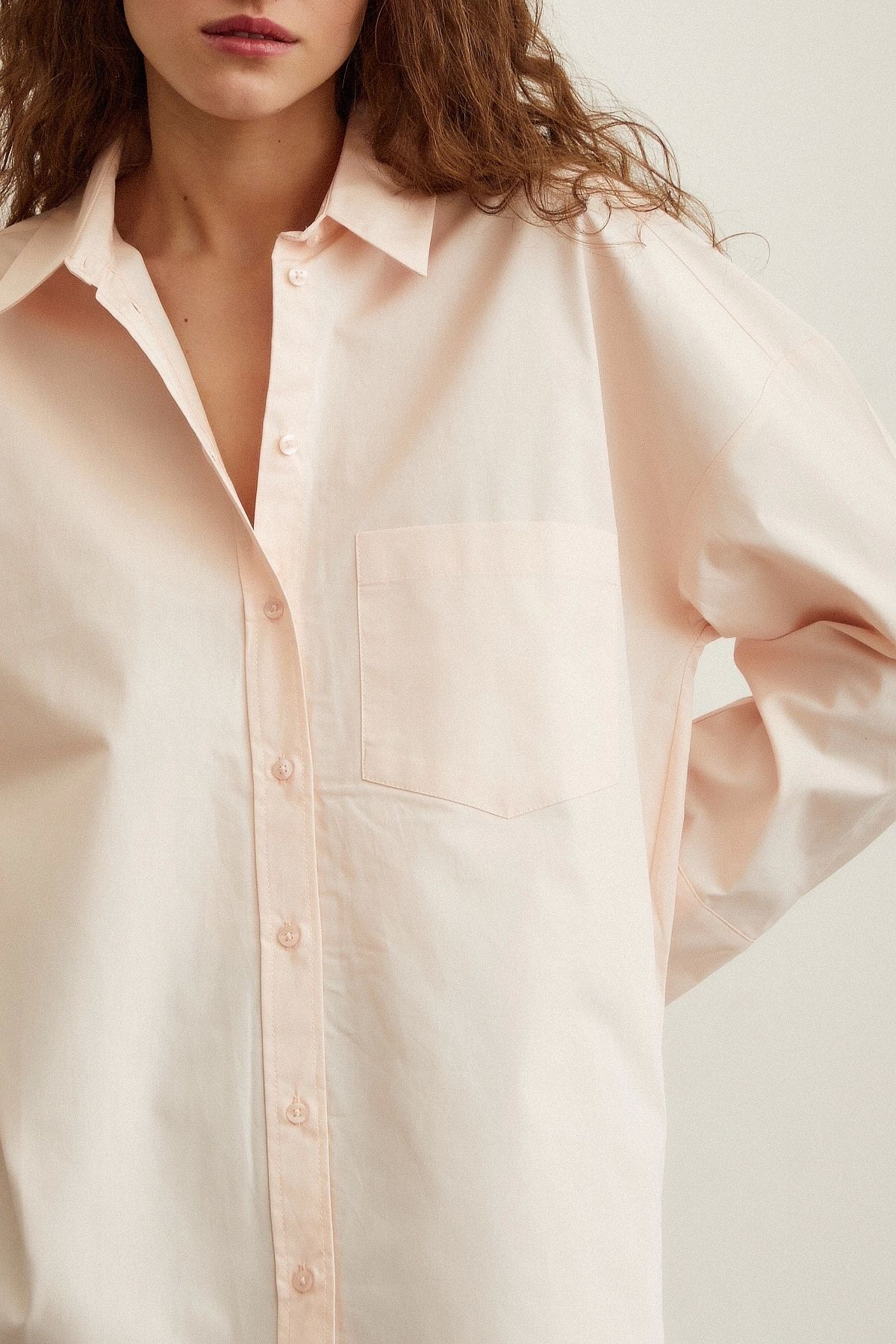 Never more-Cotton Textured Poplin Shirt Powder 3