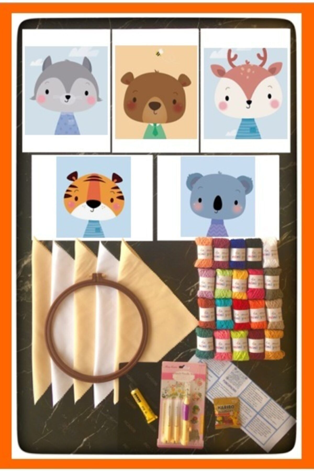 Nakış Hediyelik Bol Kumaş Bol Şablonlu 36 Parça Punch Nakış Seti Kiti Hobi Punch Nakışlı Kırlent Seti