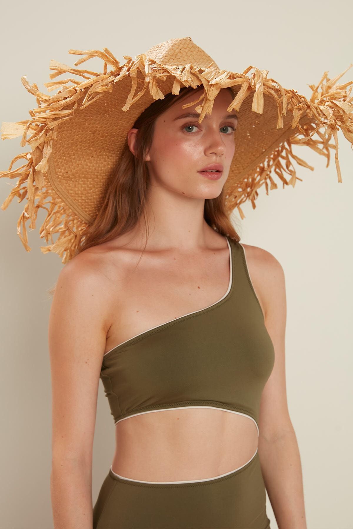 Manuka-TIPING DETAILED SWIMSUIT KHAKI 6