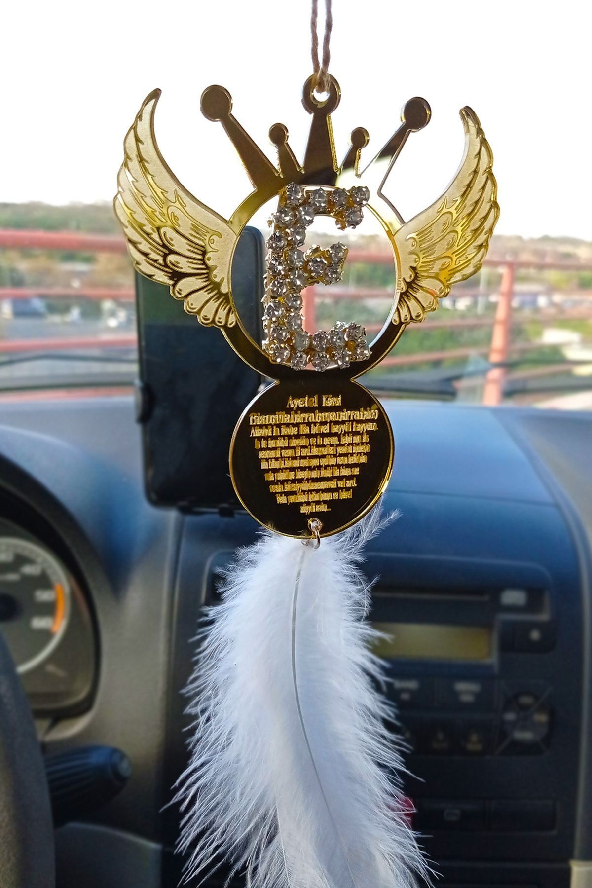 Mony Tasarım Tasarım Melek Kanatlı Taşlı Çift Taraflı Araba Hediye Dikiz Aynası Süsü Pleksi