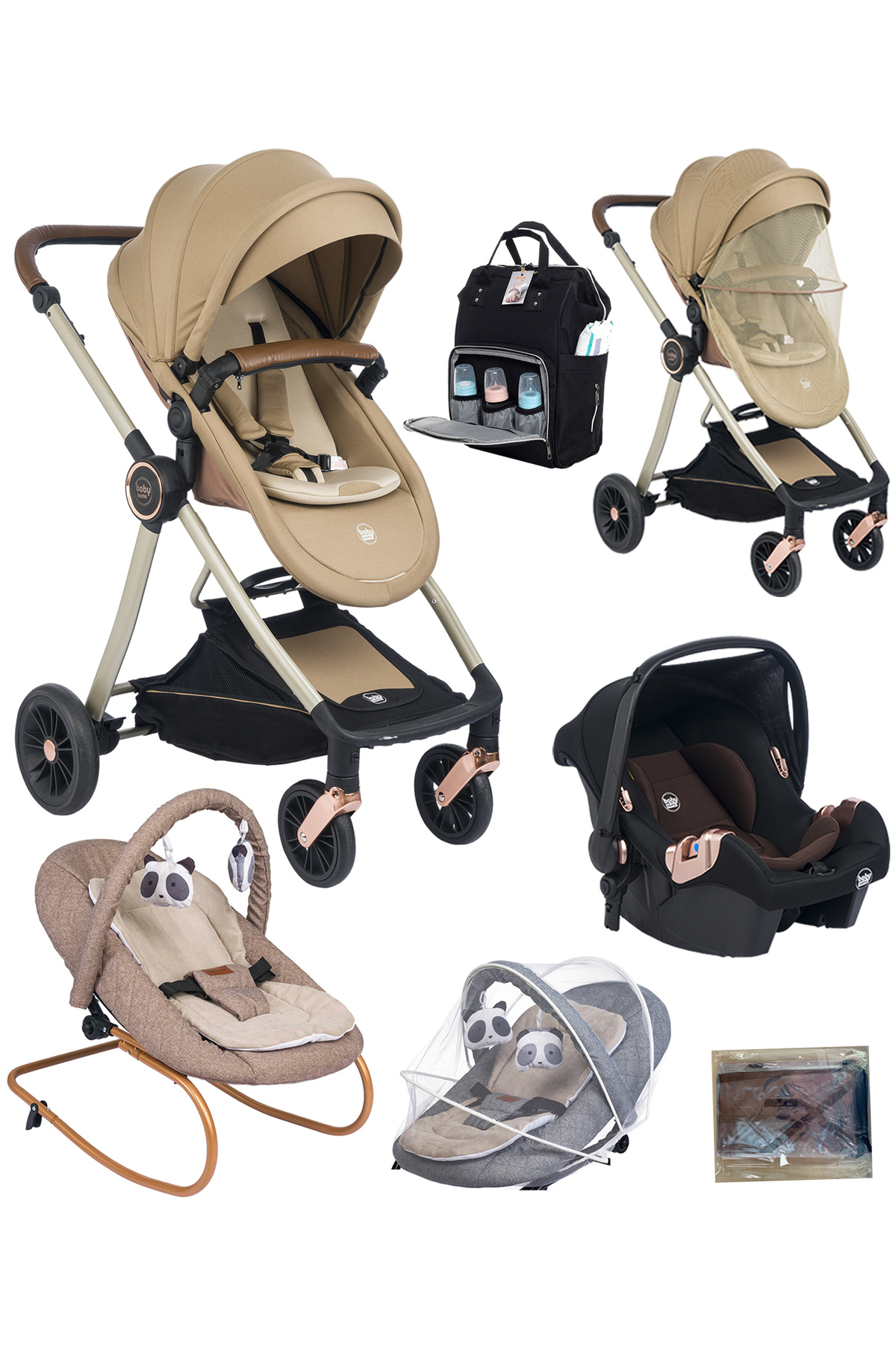 Baby Home Yeni Doğan 7 In 1 Full Set 1012 Travel Sistem Bebek Arabası Ve 330 Sallanır Ana Kucağı
