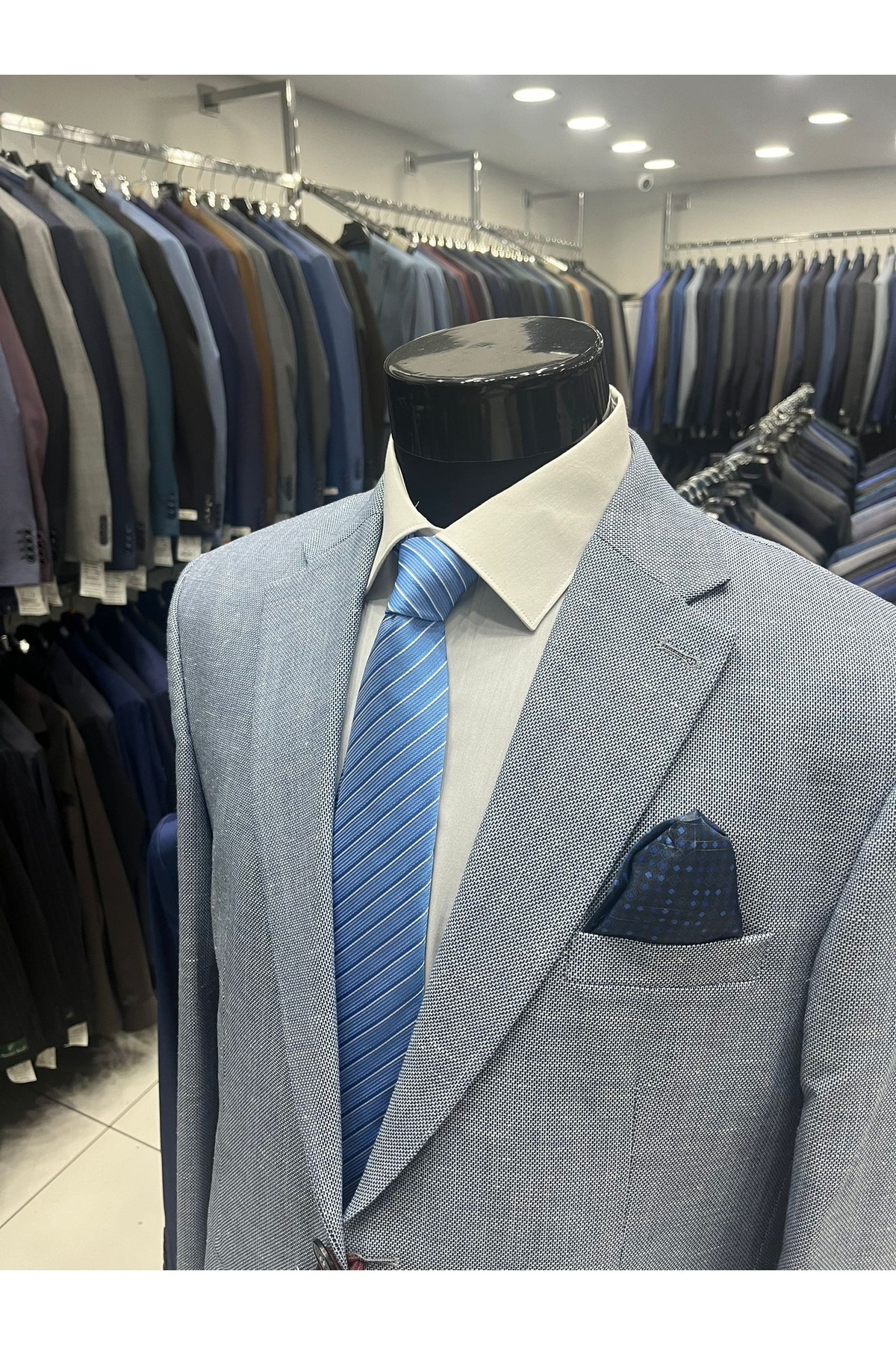 ژاکت مردانه آبی MASSARO | MSSBTTLKTN اورجینال - تصویر 4