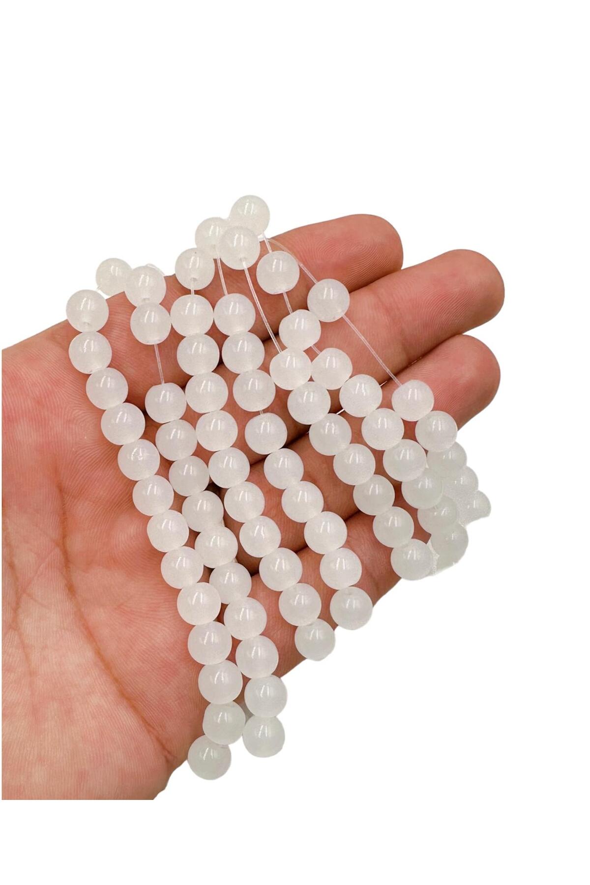 Ebruli Boncuk 8 mm Cam Boncuk Tesbih Aksesuar Boncuk Bead (2 Dizi)