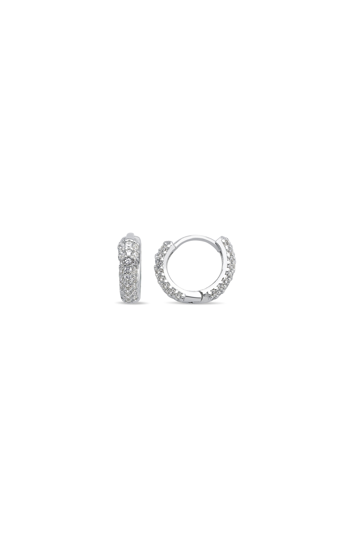 925 Ayar Gümüş Rodyum Kaplama 10 mm Zirkon Taşlı Tamtur Küpe 2