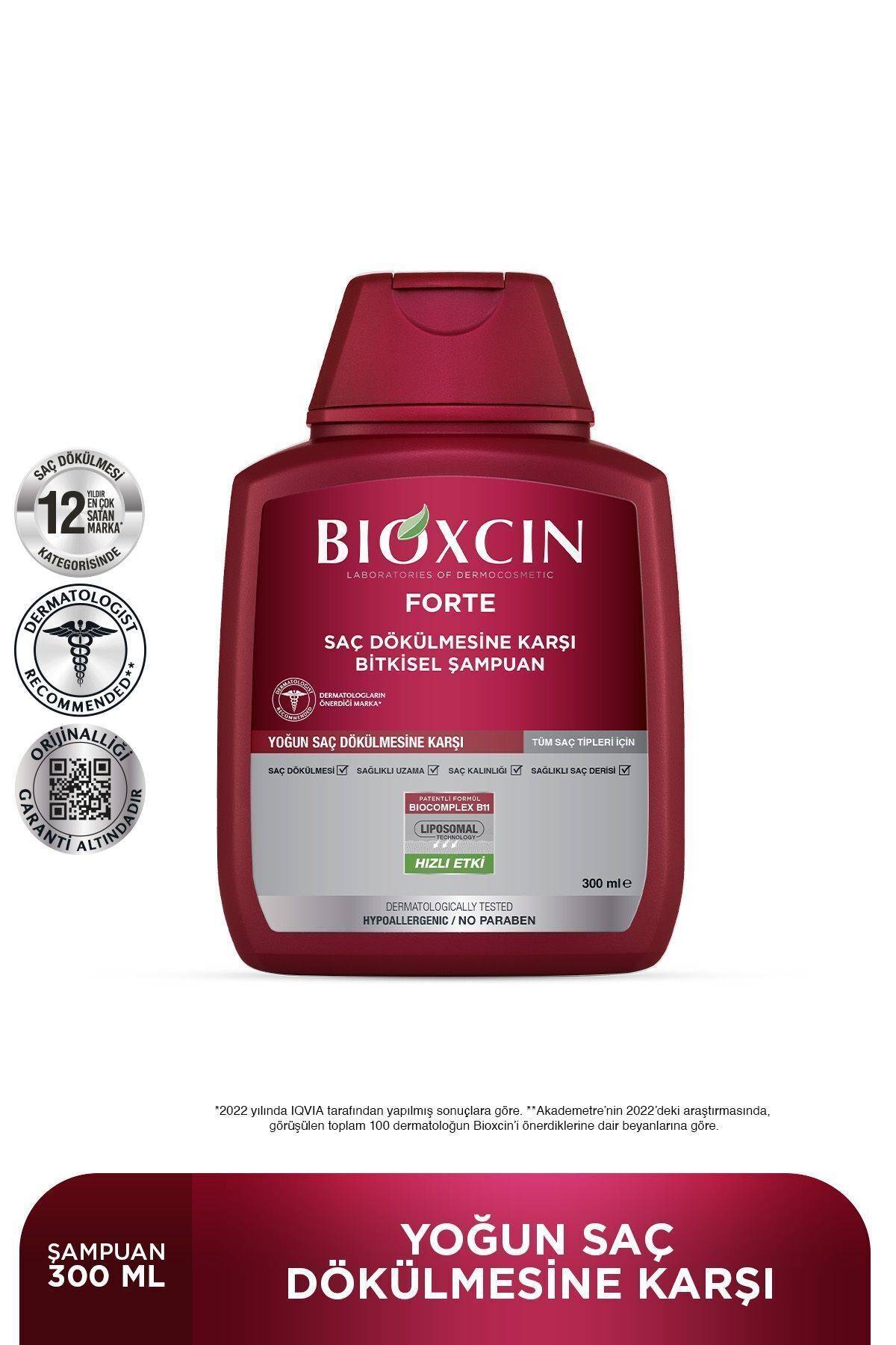 Bioxcin-Pachet de șampon Forte – Set de 4 șamponuri intensive anti-cădere a părului a câte 300 ml 3