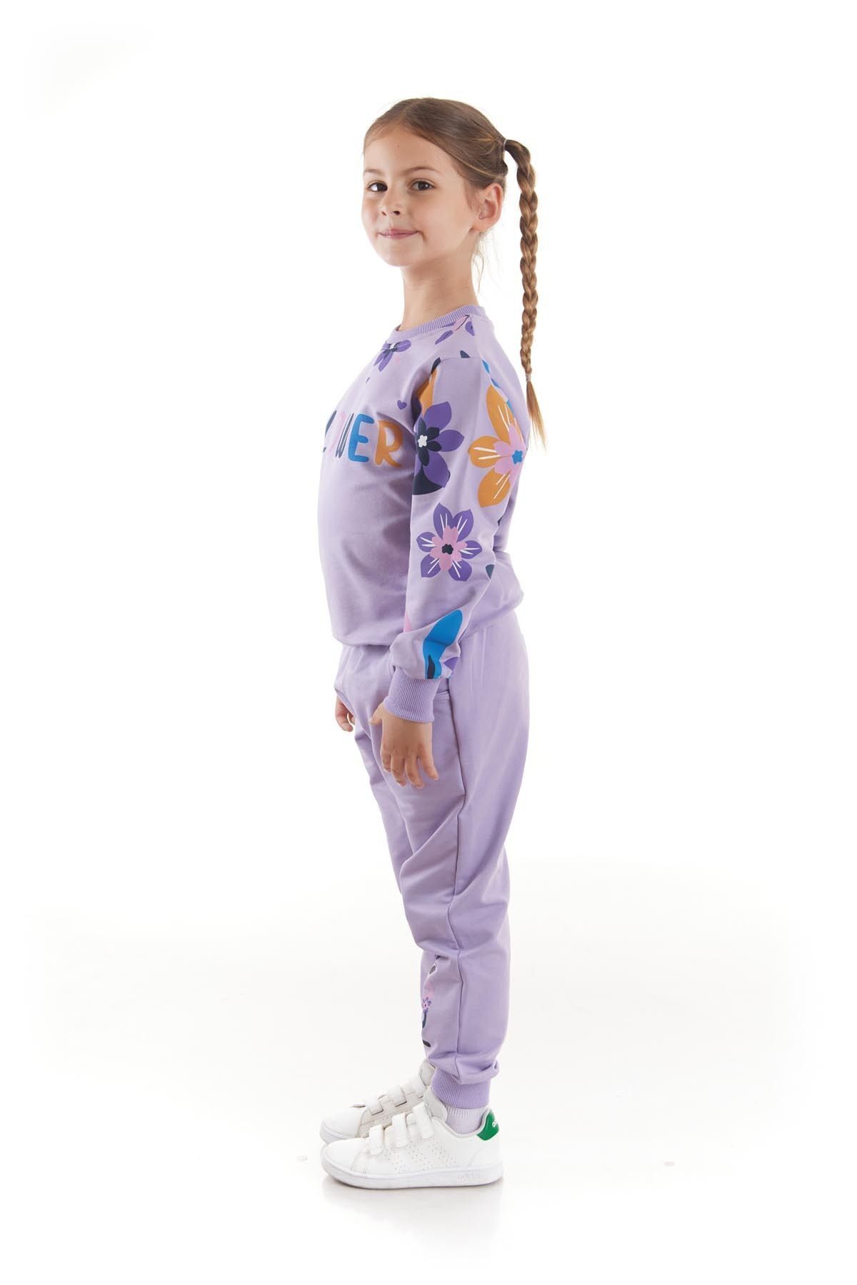 AHENGİM-Fata - Set de trening sezonier din bumbac imprimat cu flori Ak2505 7