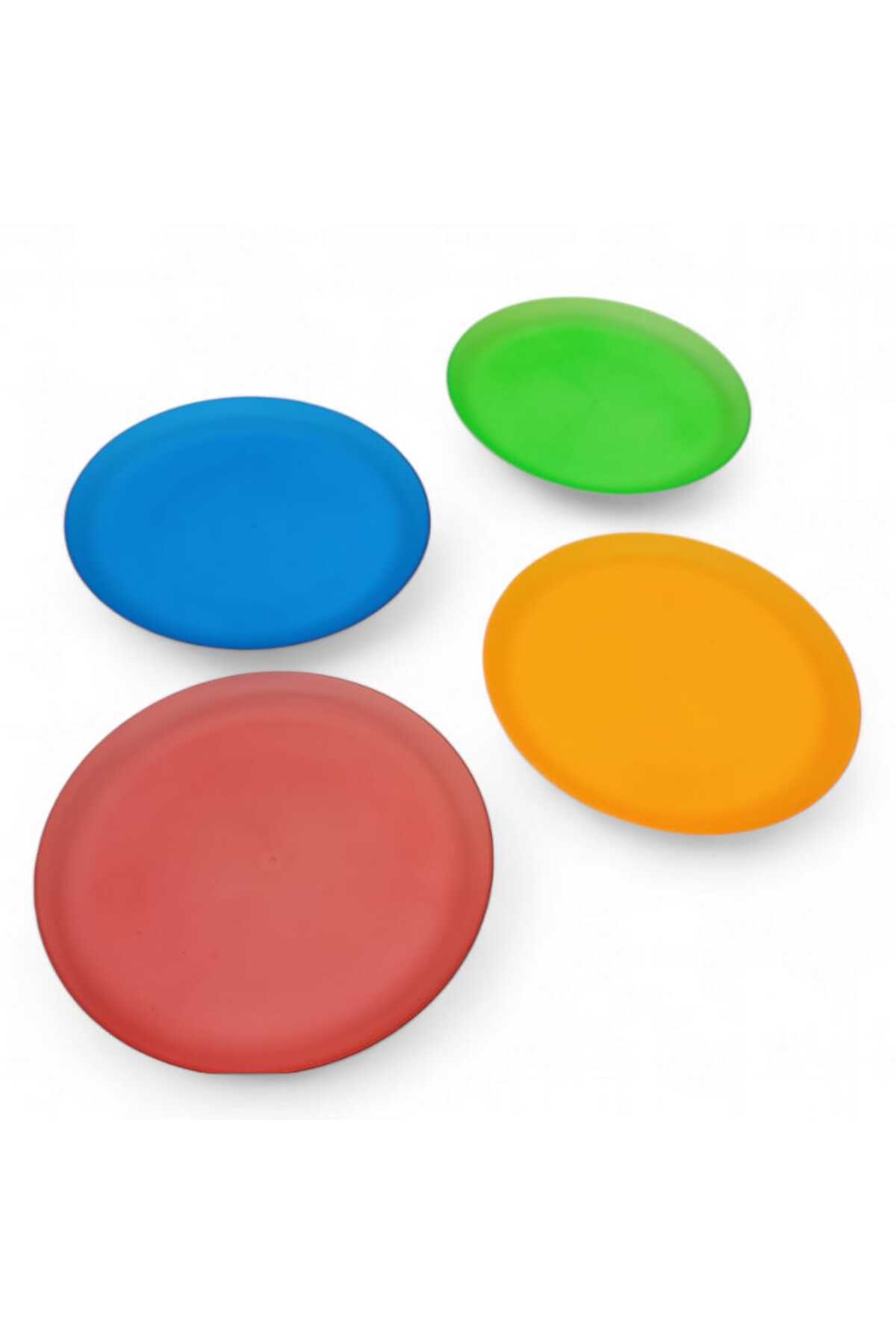 Genel Markalar Renkli Sert Plastik 4 Renk Tabak Seti