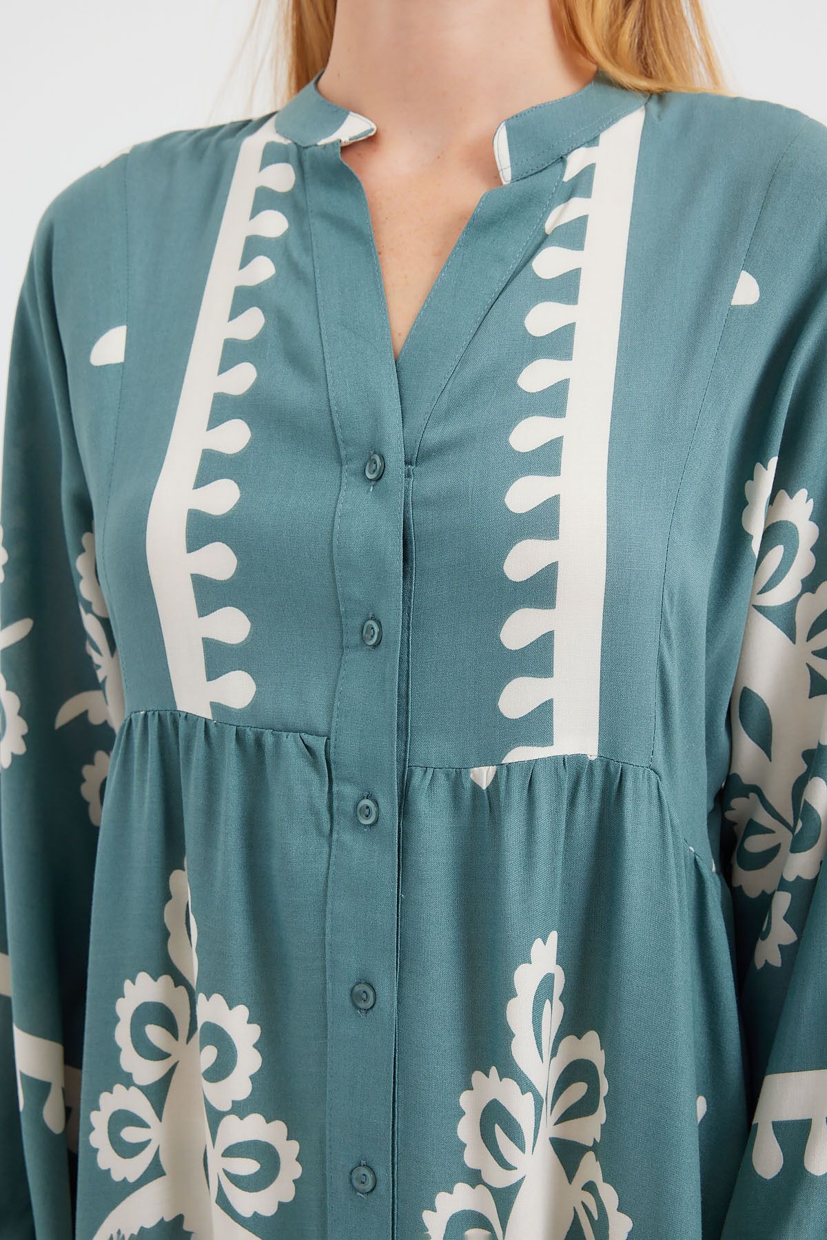 Bigdart-2423 Model Authentic Patterned Mint Color Dress 4