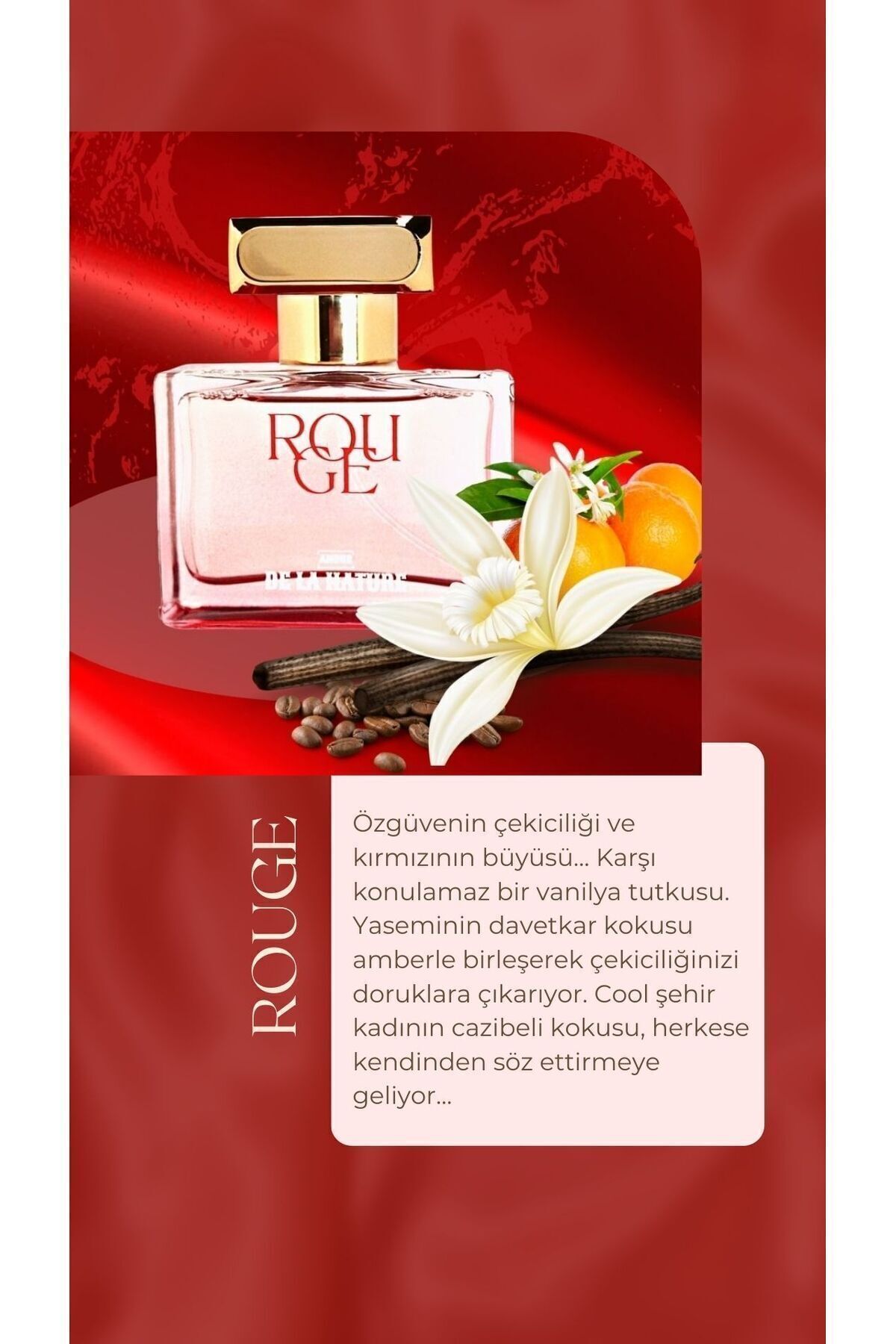 عطر زنانه Rouge – رایحه‌ای اغواکننده با ترکیب وانیل و یاس AMOUR DE LA NATURE