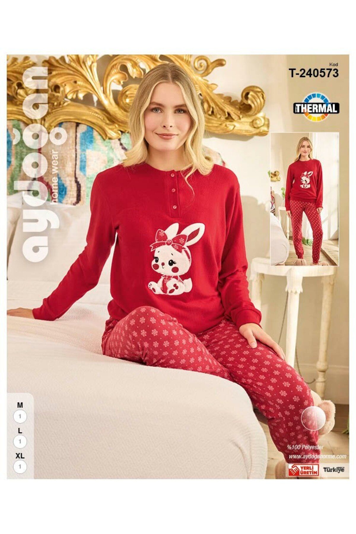 Aydo an Red Thermal Women s Pajama Set T 240573 Trendyol