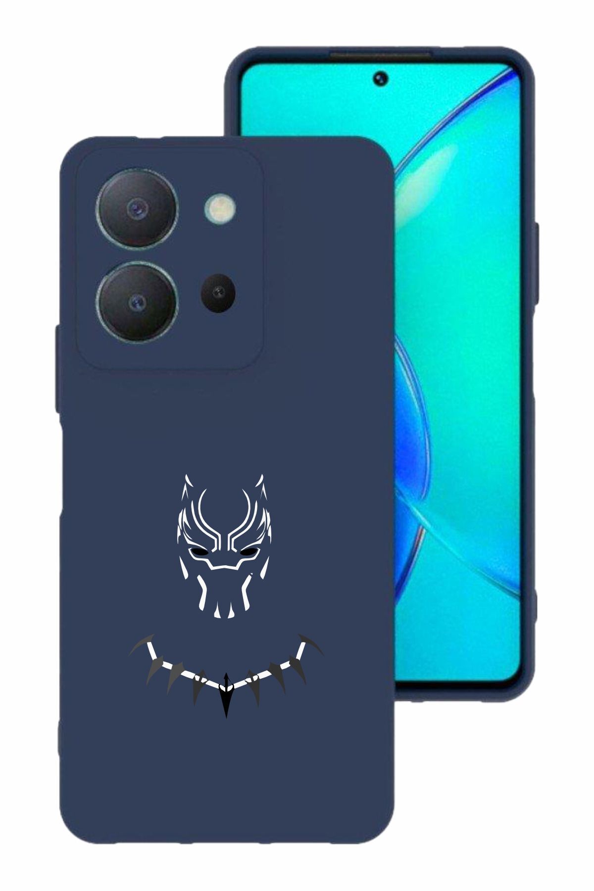 vivo Y36 Kamera Korumalı ve Tasarımlı Lacivert Renk Silikon Kılıf