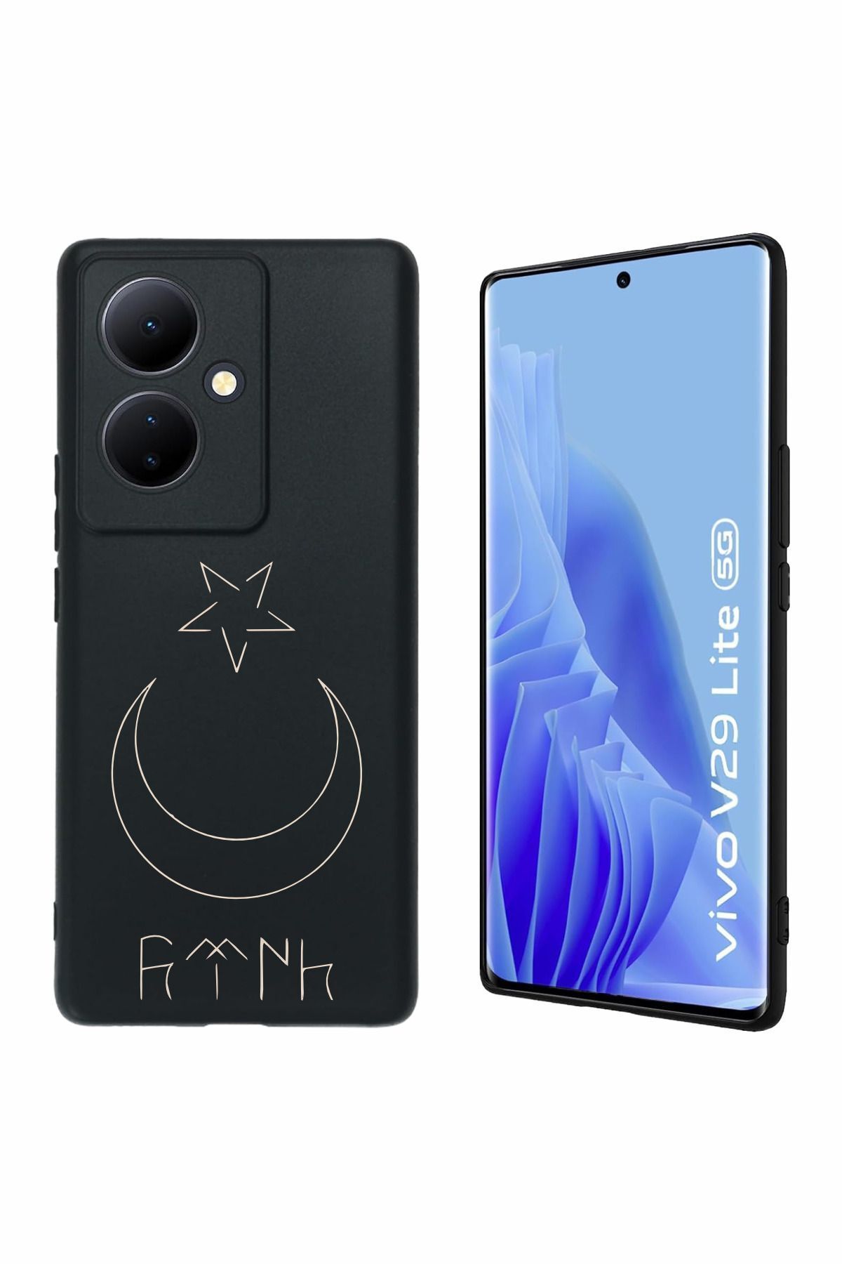 vivo V29 Lite 5g Uyumlu Baskılı Ve Kamera Korumalı Siyah Silikon Kılıf