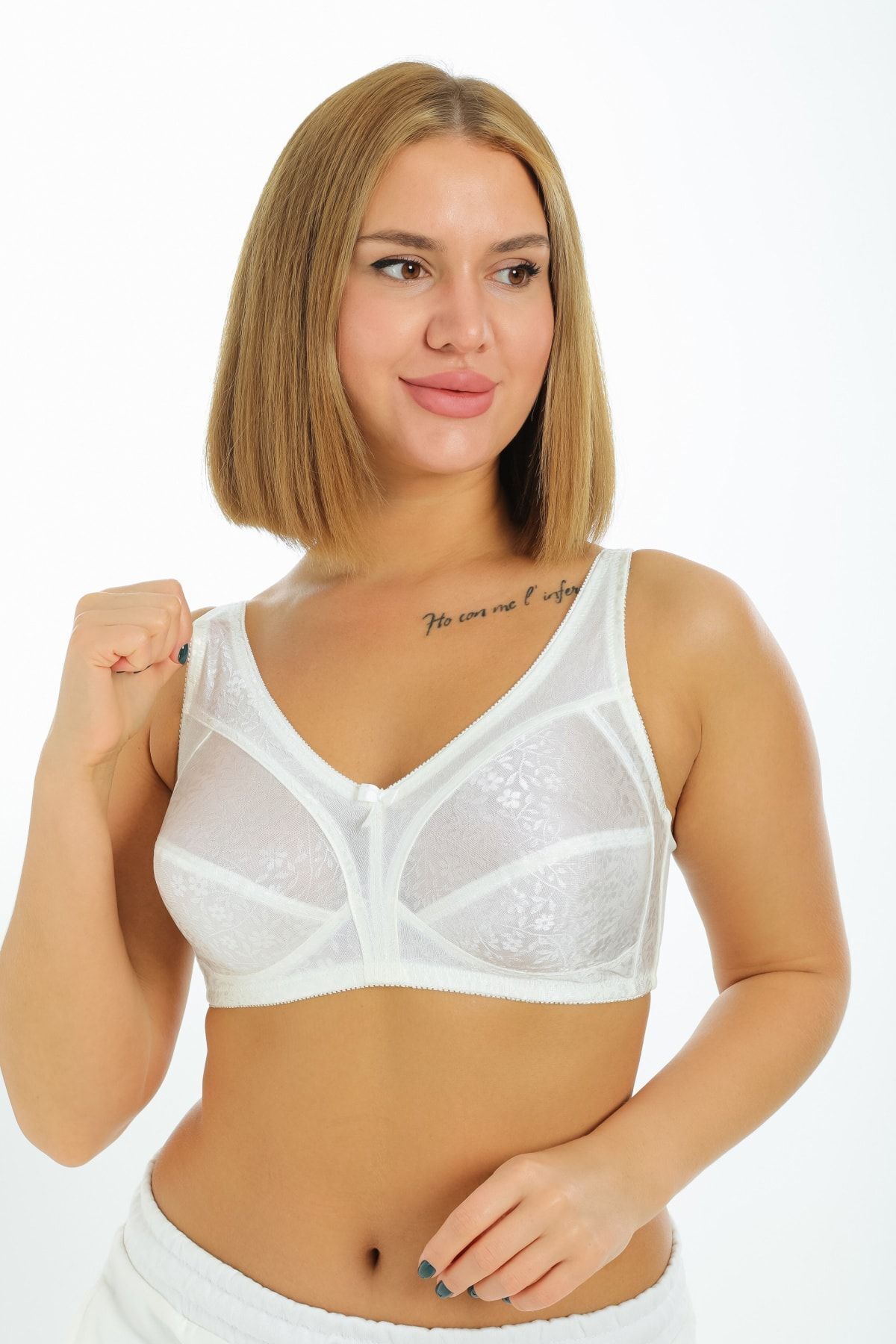 Women's Ecru Floral Pattern Non-Blond Minimizer Wrap Bra 4842044-ALAA 3025