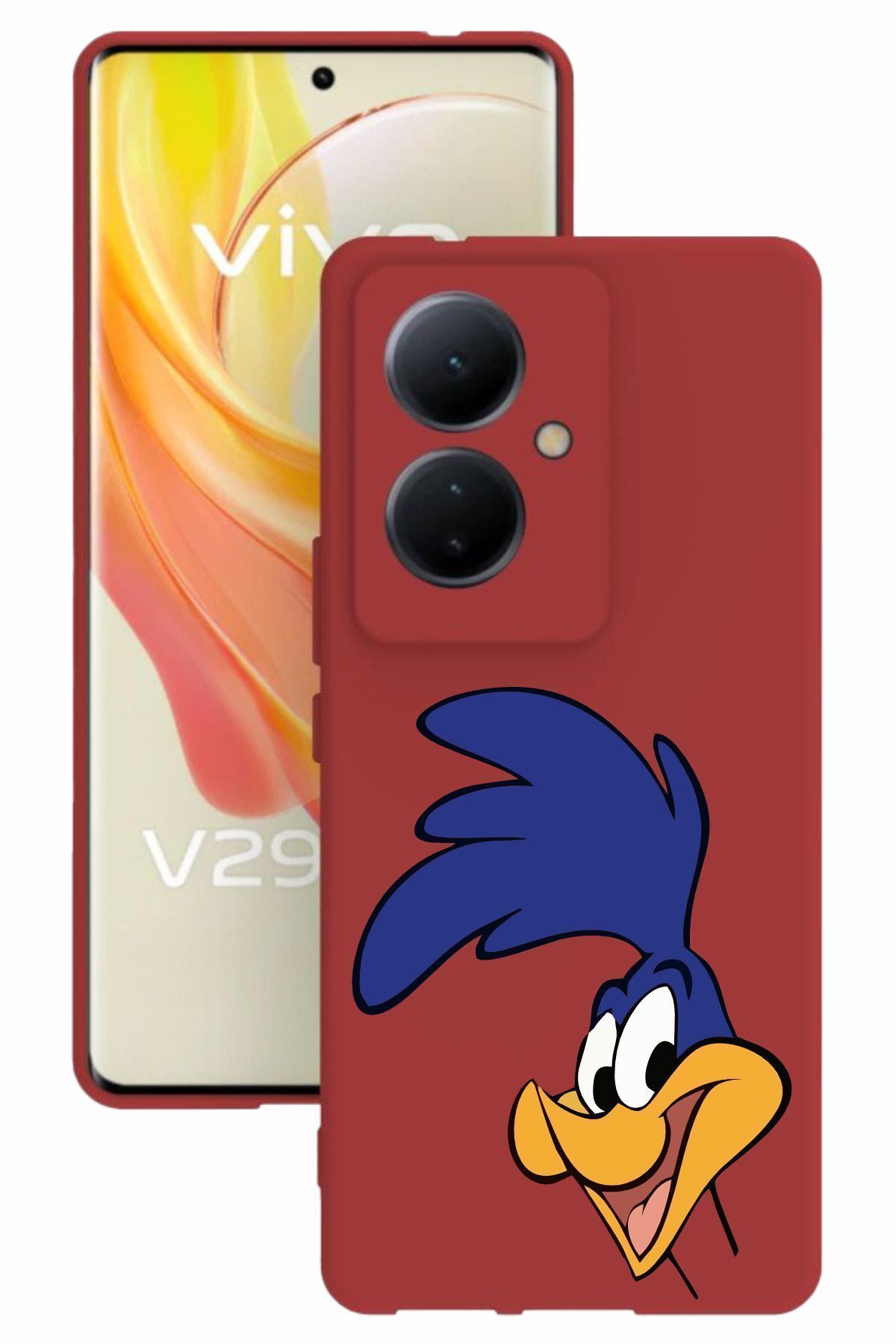 vivo V29 Lite 5g Uyumlu Baskılı Ve Kamera Korumalı Kırmızı Renk Silikon Kılıf