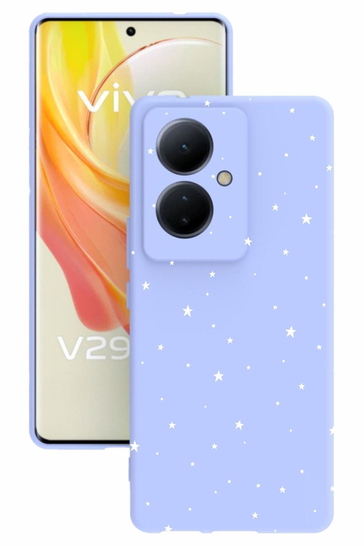 vivo V29 Lite 5g Uyumlu Baskılı Ve Kamera Korumalı Lila Renk Silikon Kılıf