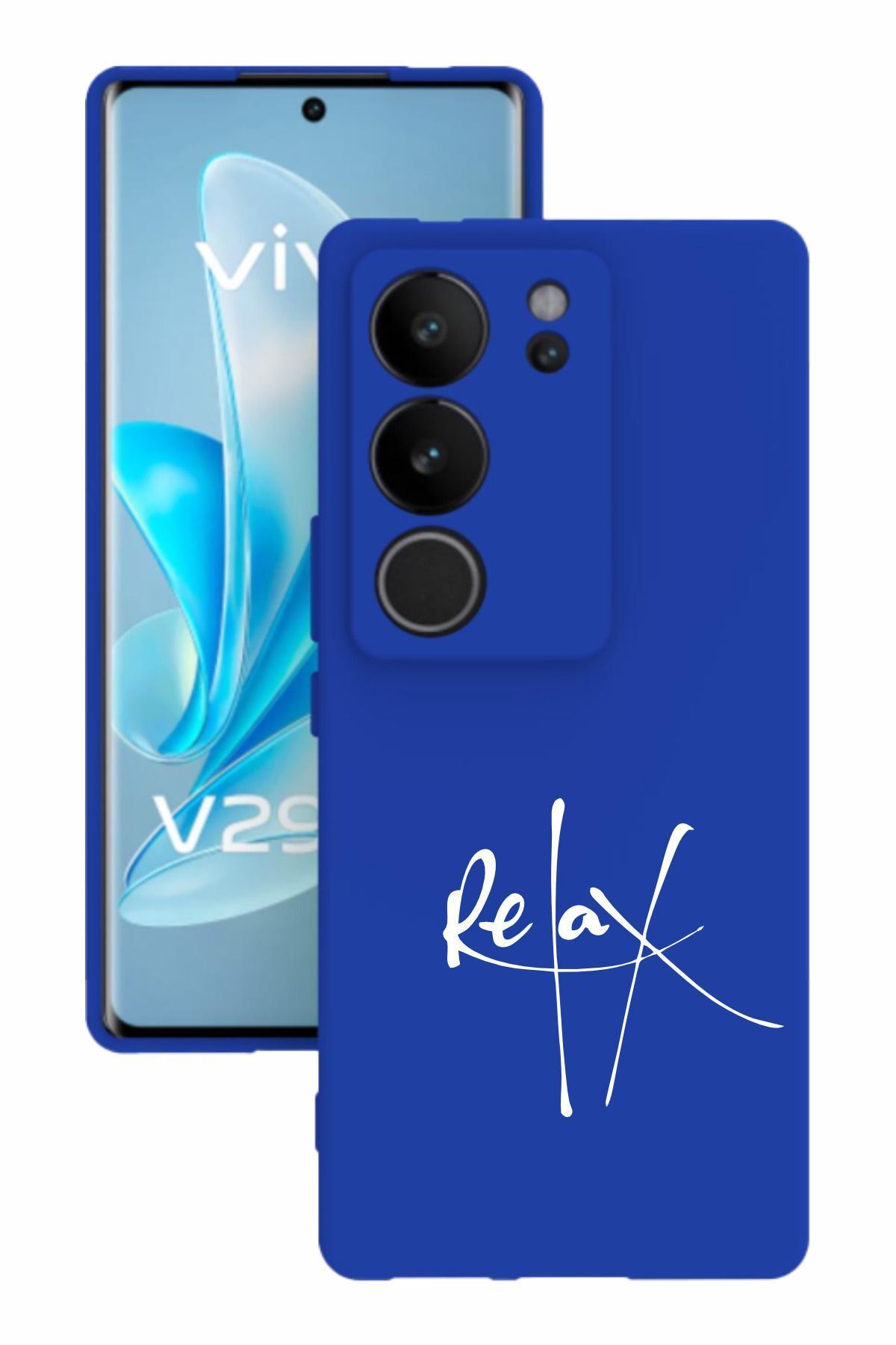 vivo V29 Uyumlu Baskılı Ve Kamera Korumalı Mavi Renk Silikon Kılıf