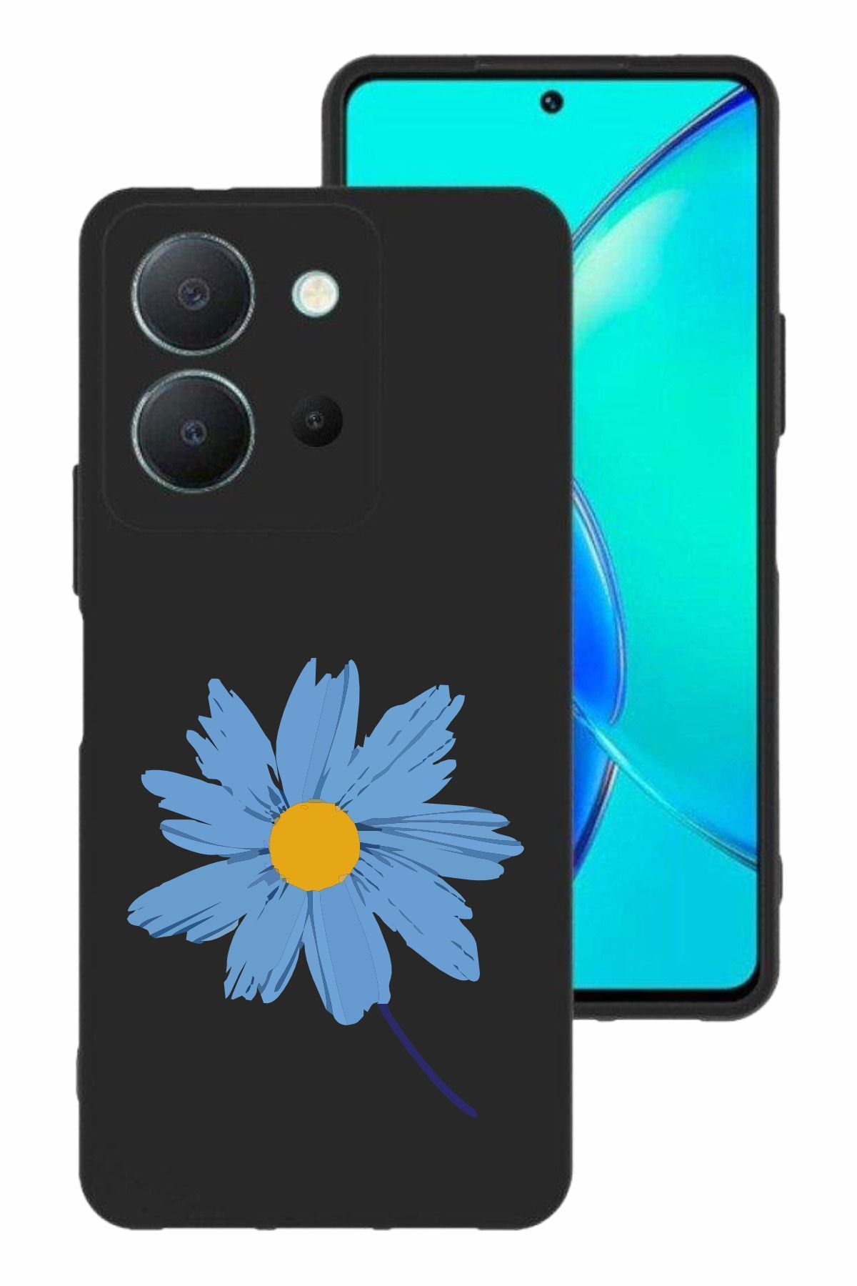 vivo Y36 Kamera Korumalı ve Tasarımlı Siyah Renk Silikon Kılıf