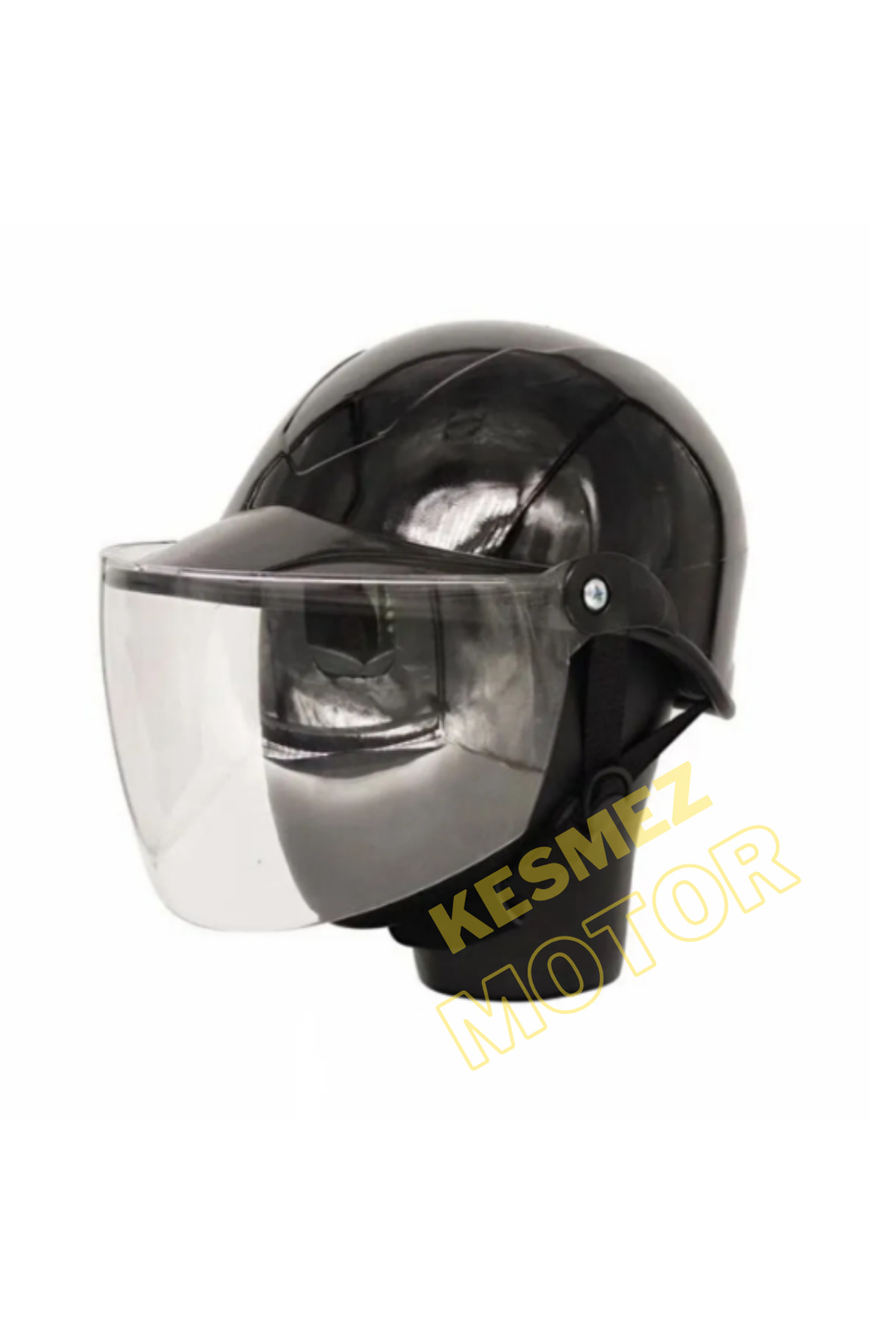 KESMEZ MOTOR Jokey Kask Cam Korumalık Siyah Motosiklet & Bisiklet Kaskı (YERLİ ÜRETİM)