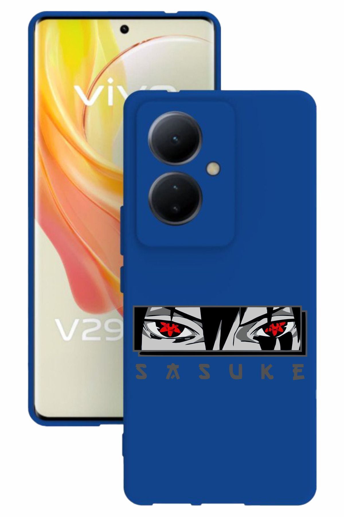 vivo V29 Lite 5g Uyumlu Baskılı Ve Kamera Korumalı Mavi Renk Silikon Kılıf