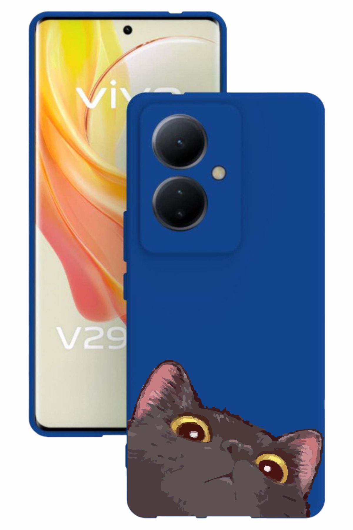 vivo V29 Lite 5g Uyumlu Baskılı Ve Kamera Korumalı Mavi Renk Silikon Kılıf