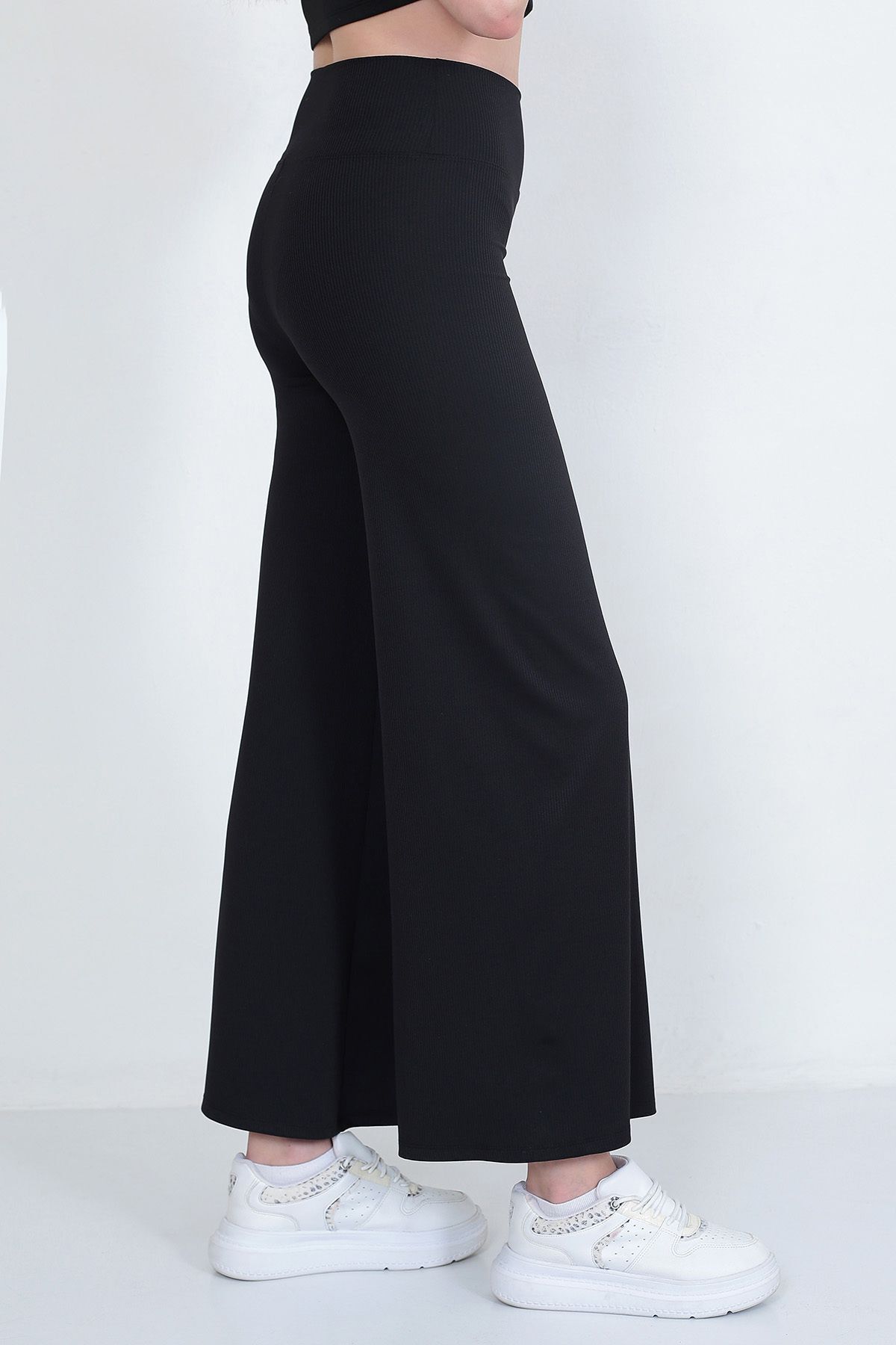 WAYS-Pantaloni de damă din velur negru Leggings - picior lat 4