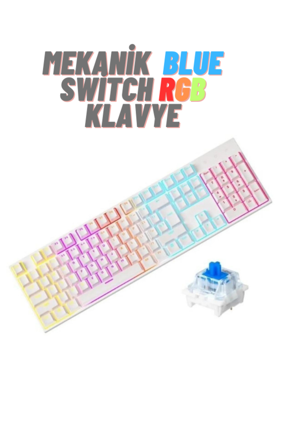 White RGB Red Switch Q Gaming Full Mechanical Wired Gaming Keyboard Bkb4