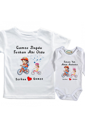 Asilcomkids Abi Oldu Kardeş Oldu Yazılı Kişiye Özel 2'li Kombin