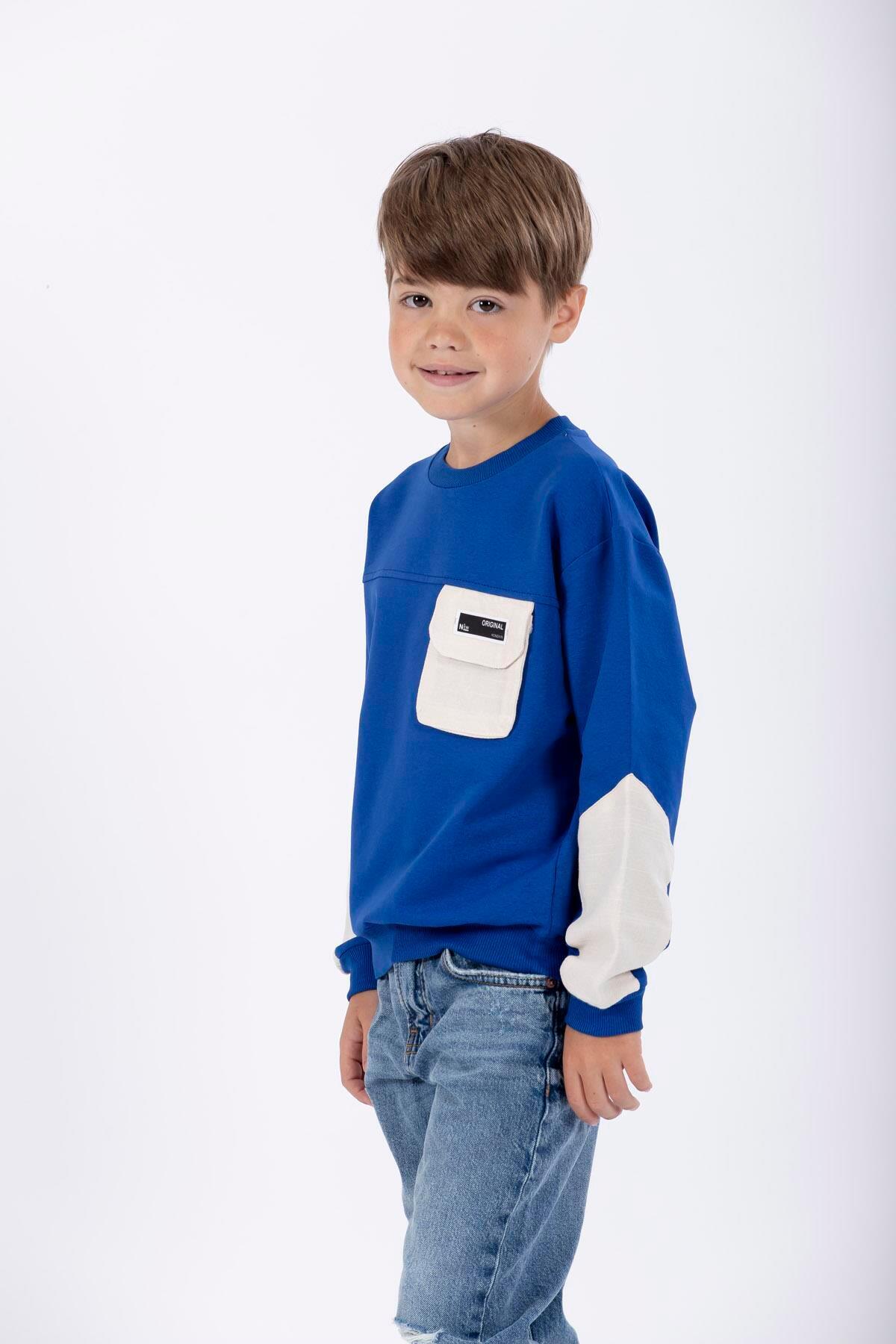 سویشرت پسرانه آبی سرمه ای zepkids | 1032923 اورجینال - تصویر 3